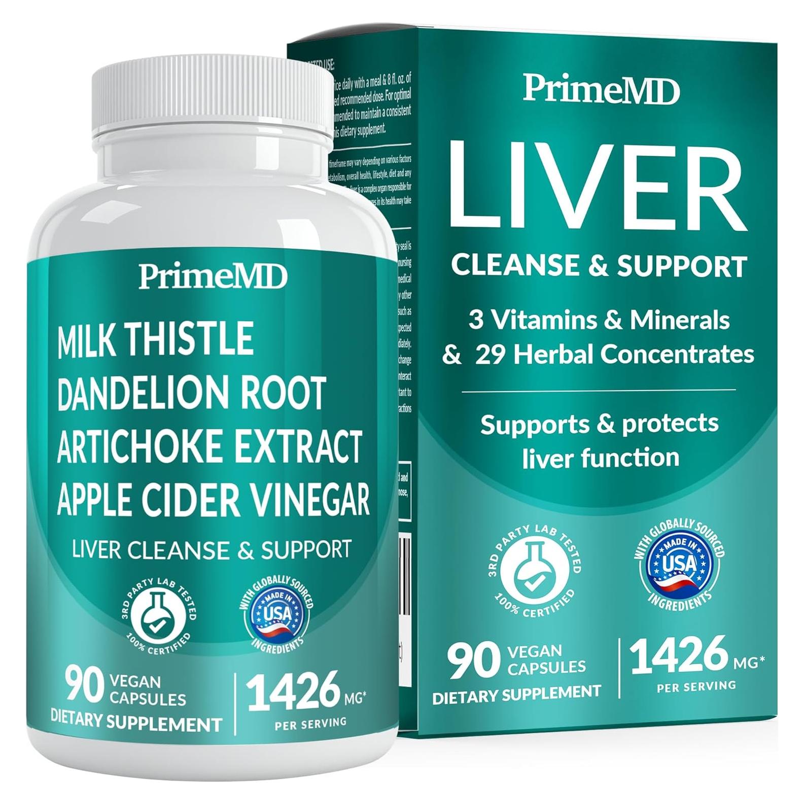 Suplemento Hepático 32-en-1 PrimeMD - 1426mg, 90 Cápsulas