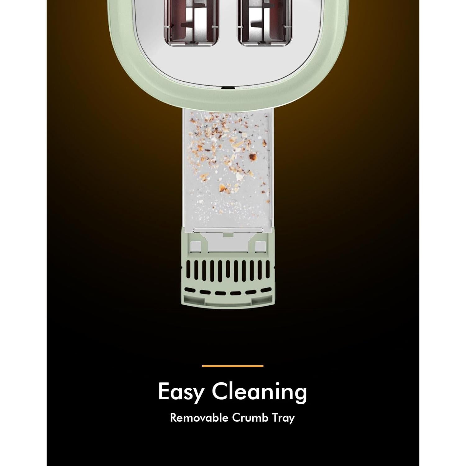 Tostadora de 2 Rebanadas LONGDEEM Verde - Ranura Ancha, Apagado Automático