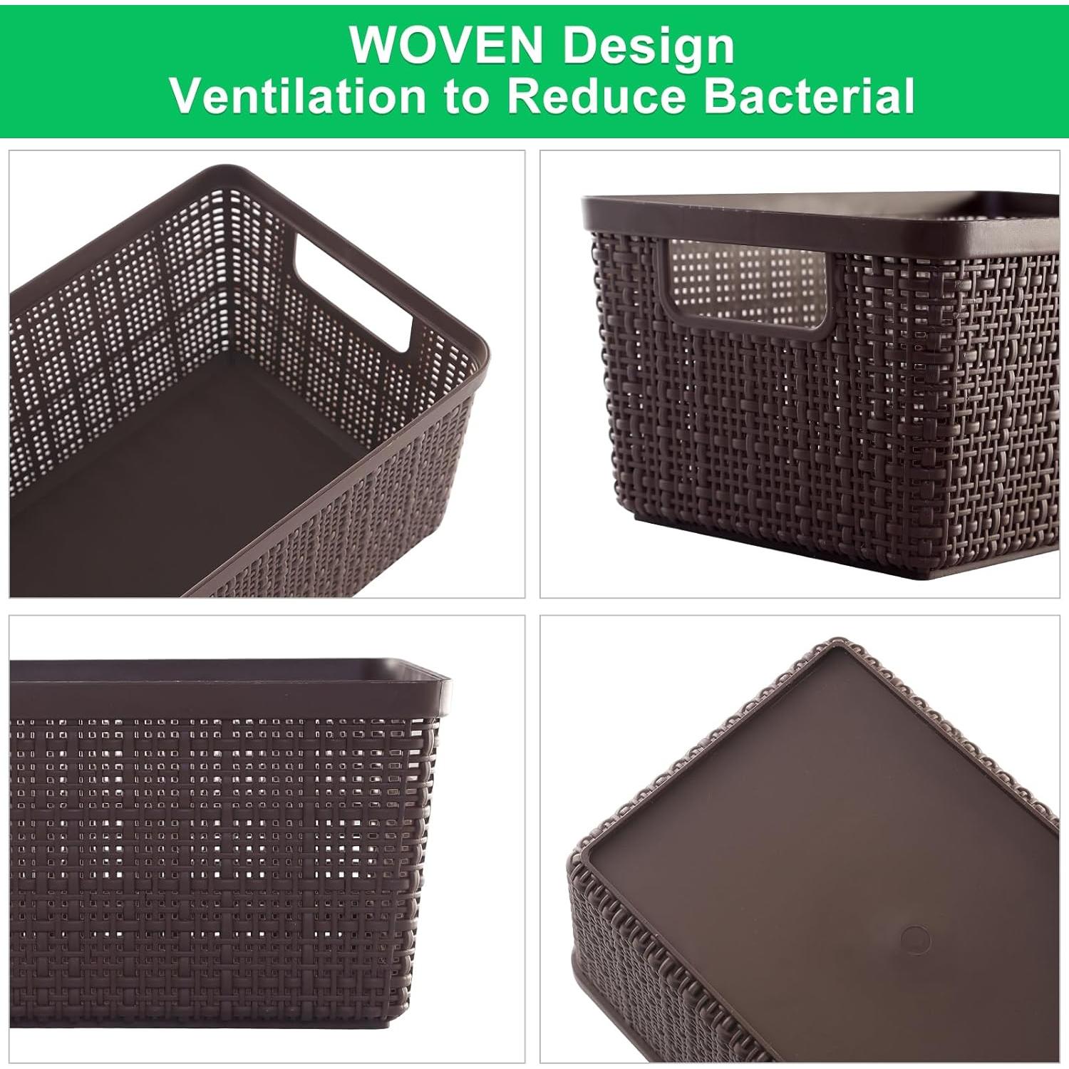 Paquete de 6 cestas de almacenamiento Wrrlors con tapa marrón