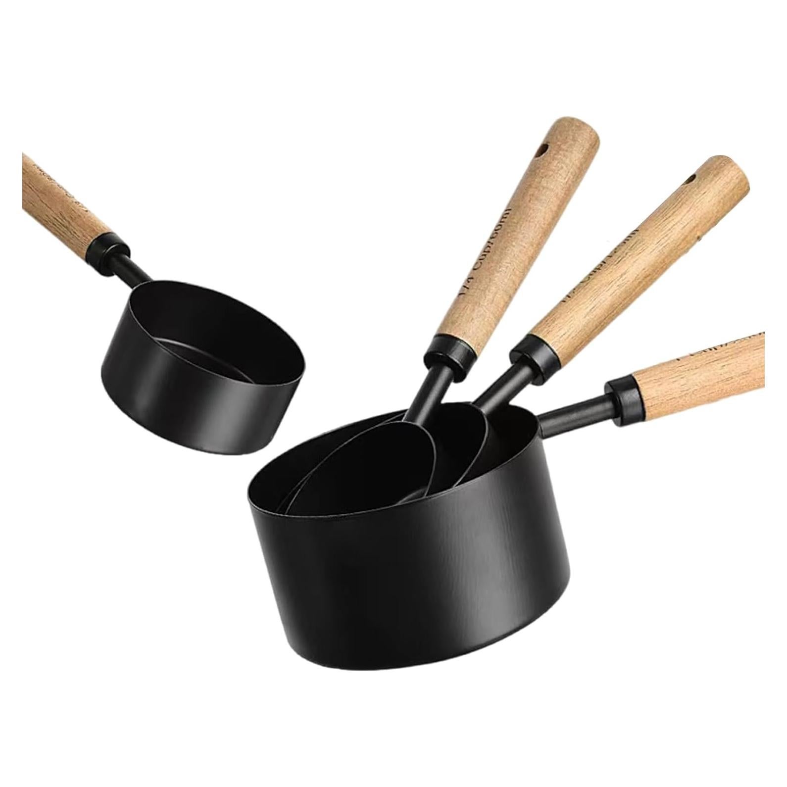 Juego de 4 Tazas Medidoras Acero Inoxidable HHSME Negro