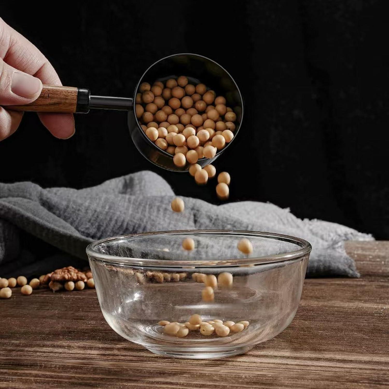 Juego de 4 Tazas Medidoras Acero Inoxidable HHSME Negro