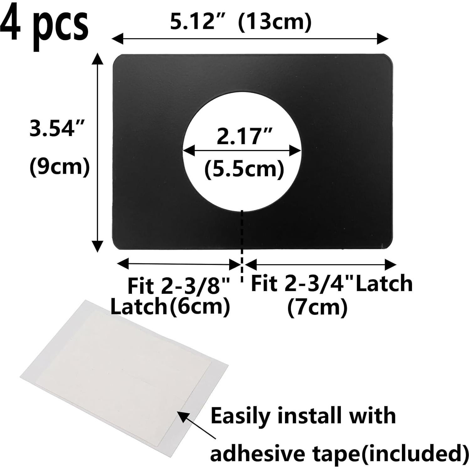 Placa de Refuerzo para Cerradura Semetall 4 Pcs Acero Inoxidable Negro