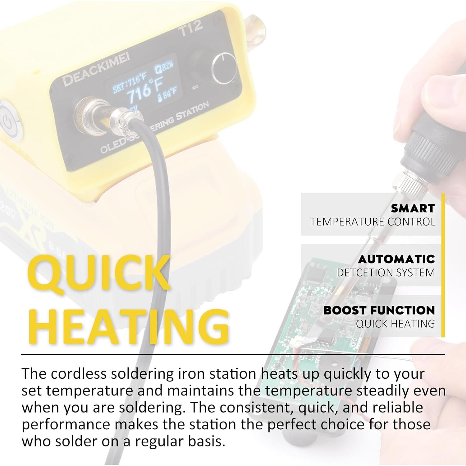 Estación de Soldadura Inalámbrica Deackimei 20V Max 480°C