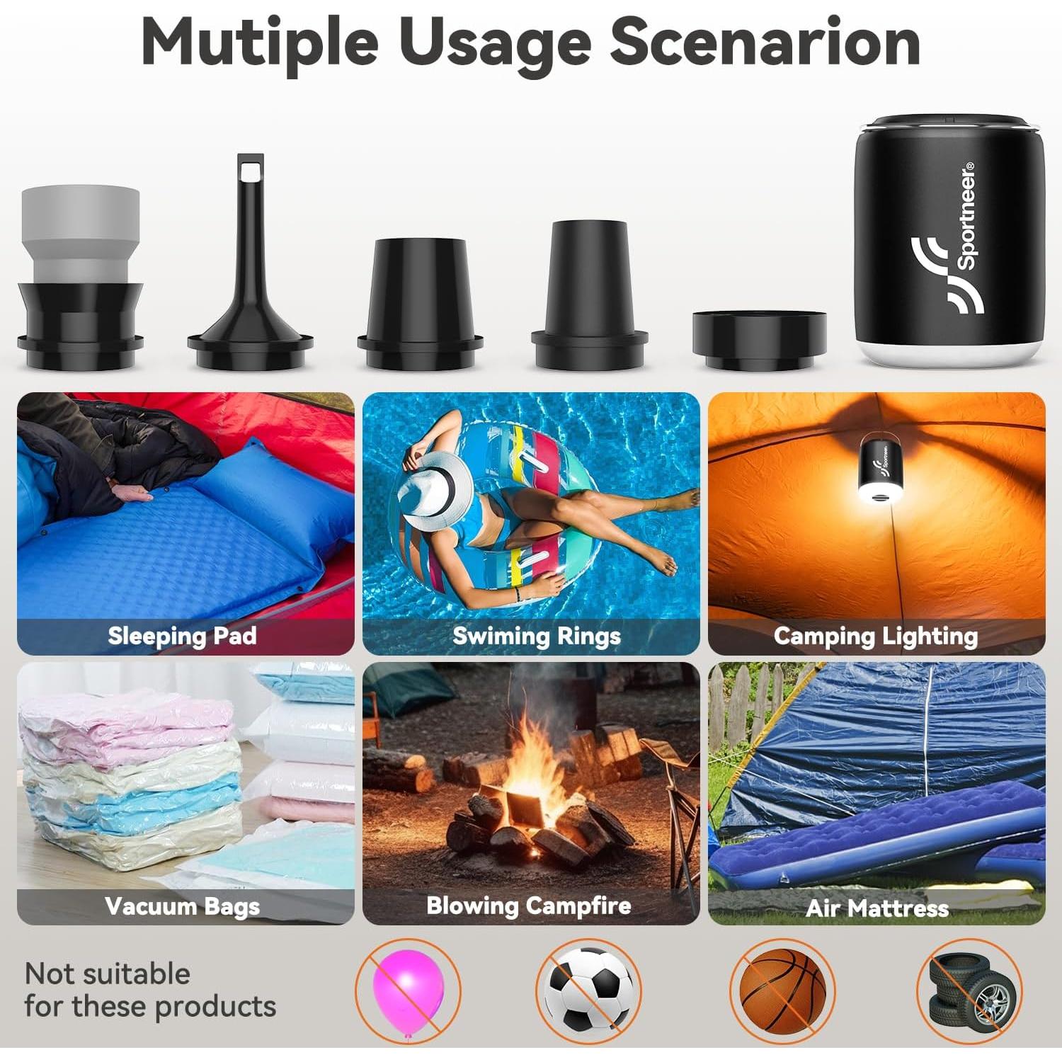 Bomba de Aire Recargable Sportneer 1600mAh para Inflables