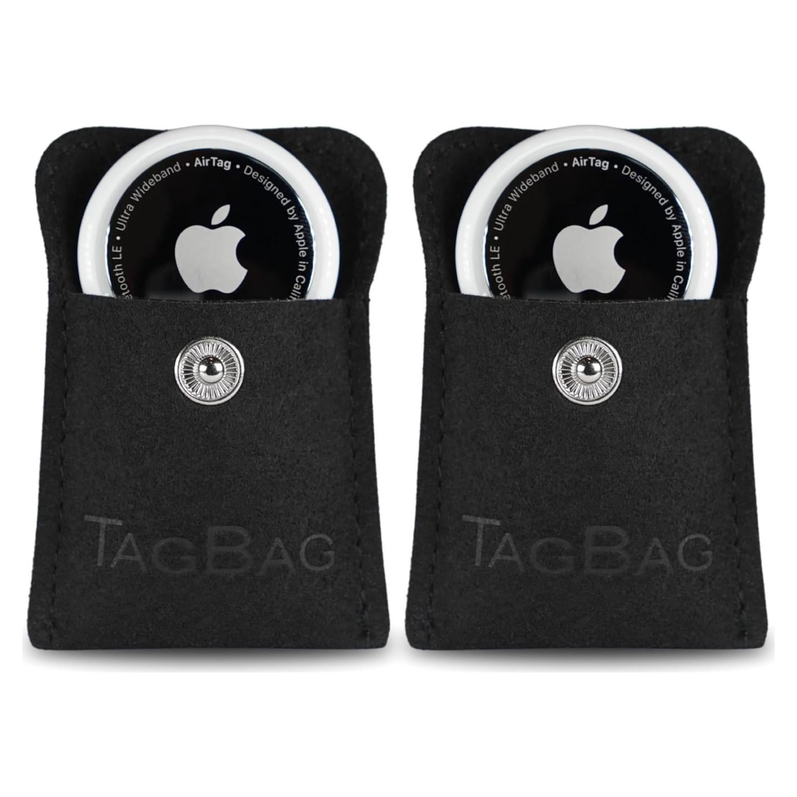 TagBag Air Tag Holders 2 Pack – Secure, Snap Close Air Tag Pouch for Wallets, Bags, Jackets & Purses | Adhesive Free, Low Profile Air Tag Case for Travel, Kids, Luggage & Everyday Use (Black, 2 Pack)