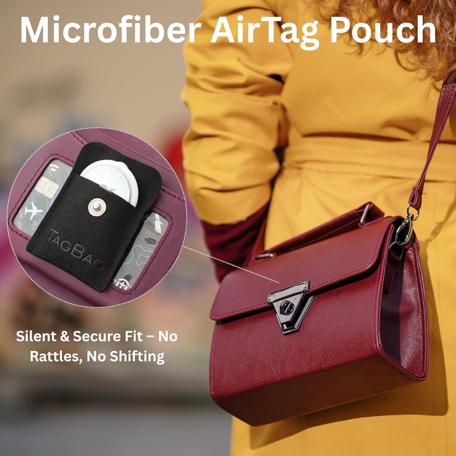 TagBag Air Tag Holders 2 Pack – Secure, Snap Close Air Tag Pouch for Wallets, Bags, Jackets & Purses | Adhesive Free, Low Profile Air Tag Case for Travel, Kids, Luggage & Everyday Use (Black, 2 Pack)