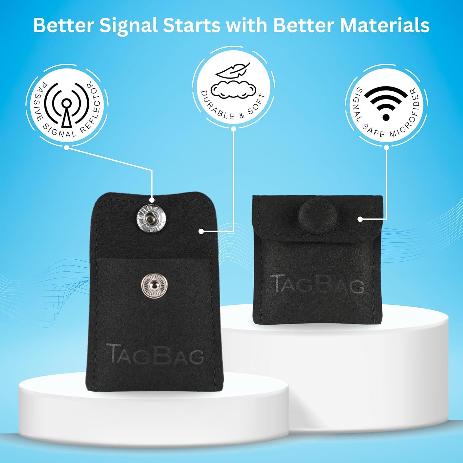 TagBag Air Tag Holders 2 Pack – Secure, Snap Close Air Tag Pouch for Wallets, Bags, Jackets & Purses | Adhesive Free, Low Profile Air Tag Case for Travel, Kids, Luggage & Everyday Use (Black, 2 Pack)