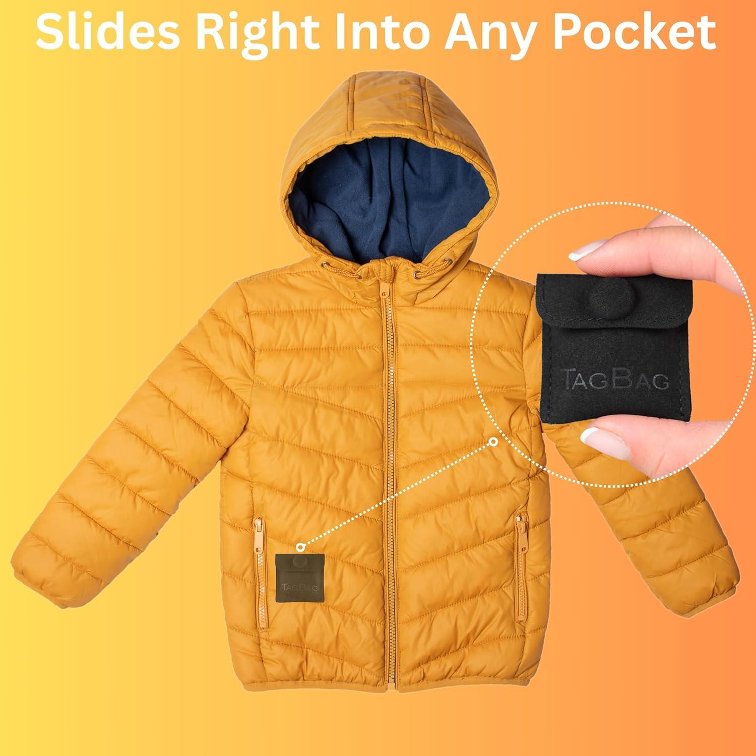 TagBag Air Tag Holders 2 Pack – Secure, Snap Close Air Tag Pouch for Wallets, Bags, Jackets & Purses | Adhesive Free, Low Profile Air Tag Case for Travel, Kids, Luggage & Everyday Use (Black, 2 Pack)