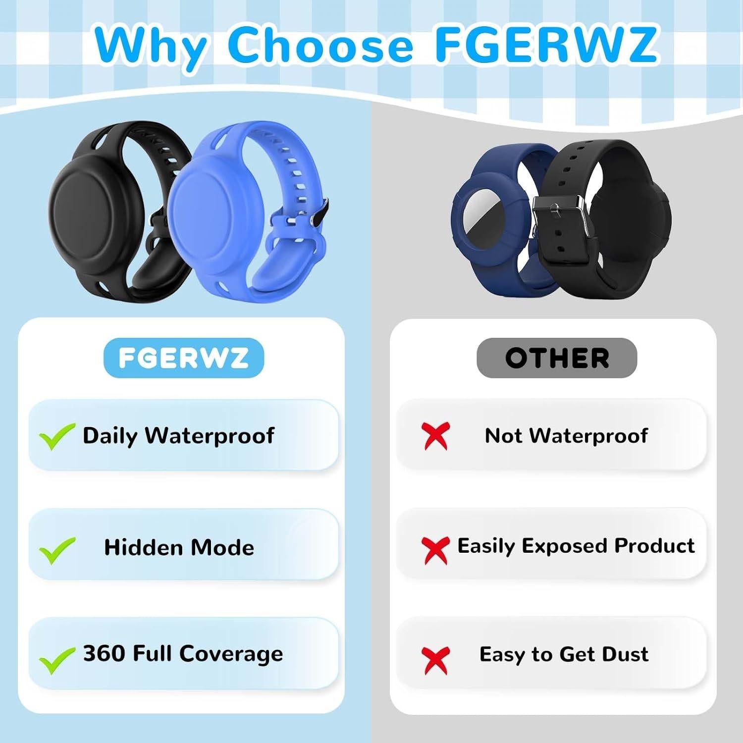 Pulsera AirTag Impermeable FGERWZ para Niños - 2 Unidades