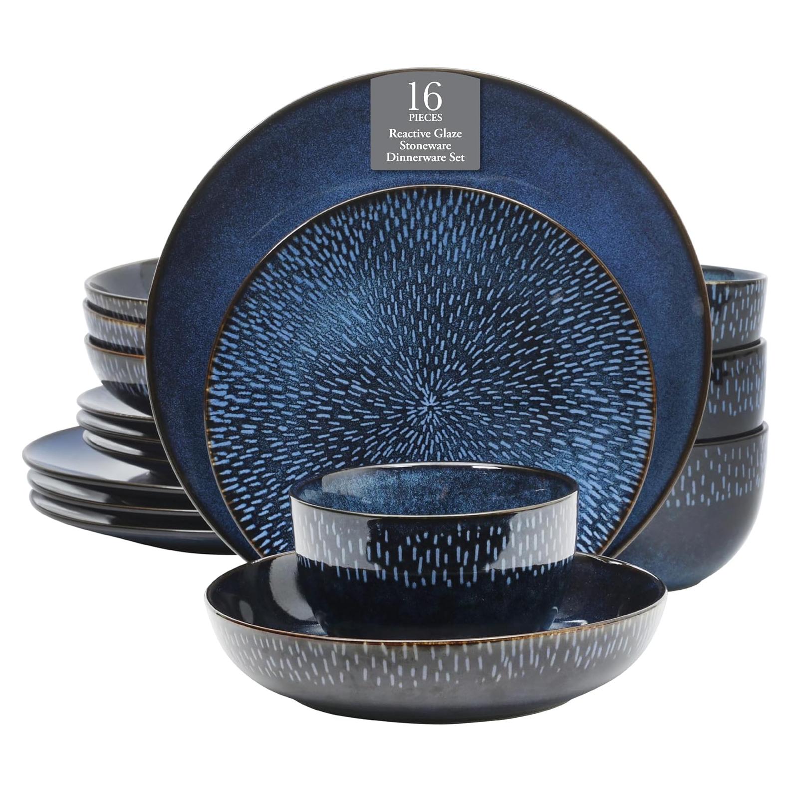 Gibson Elite Matisse Vajilla 16 Piezas Azul Cobalto