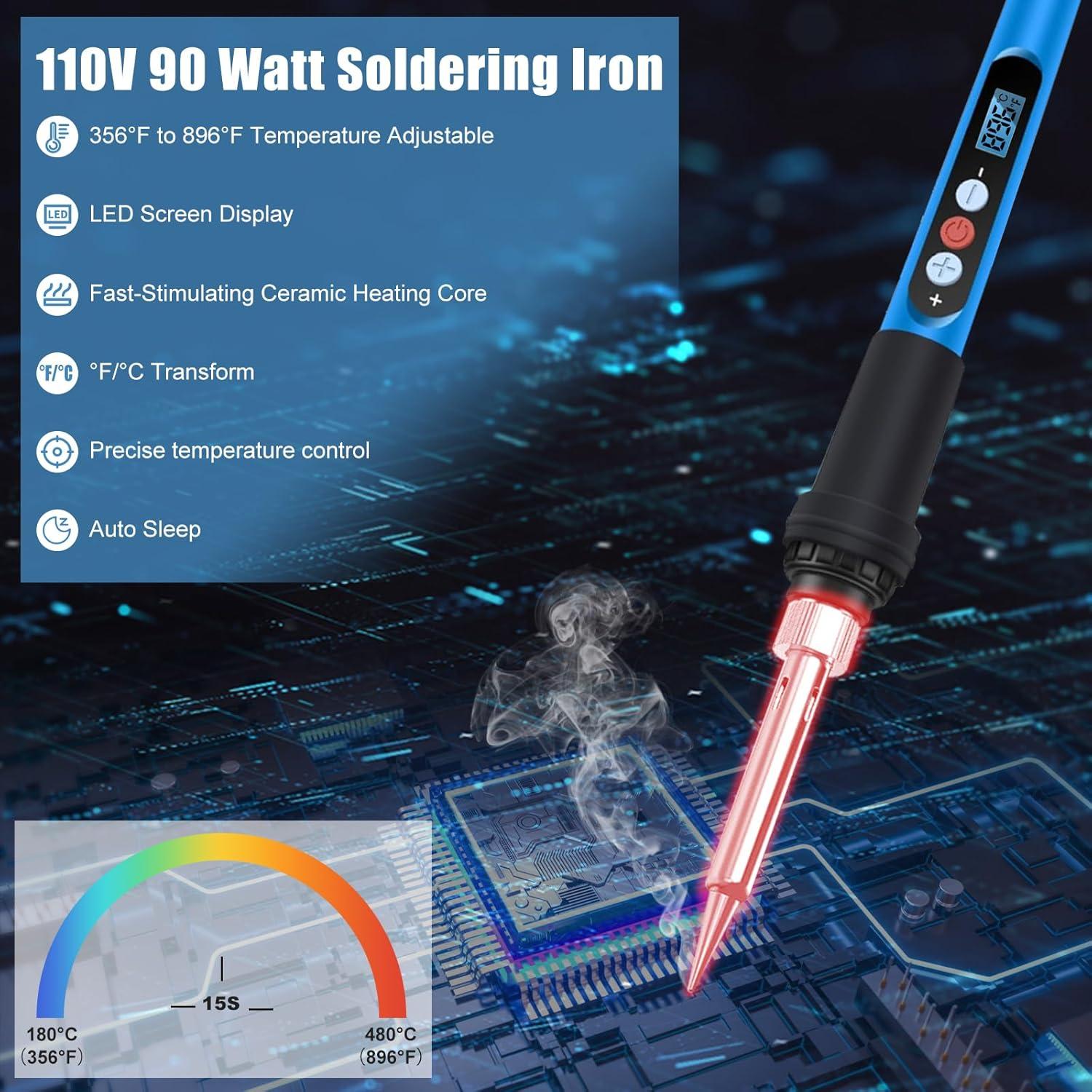 Kit de Soldador ANBES 90W Digital LCD 10 en 1 Ajustable