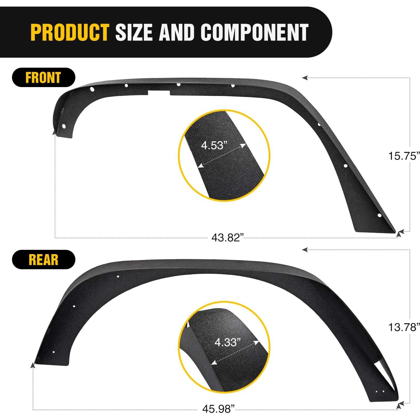 Kit Guardabarros Nilight Jeep Wrangler JK 2007-2018 4pcs