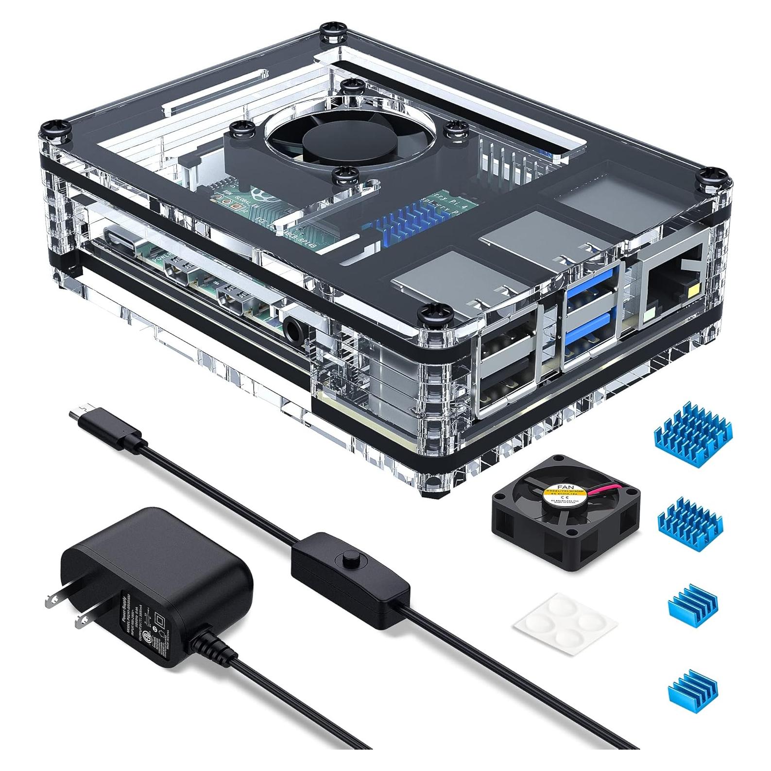 Caja Raspberry Pi 4 Miuzei con Ventilador y Fuente 5V 3A