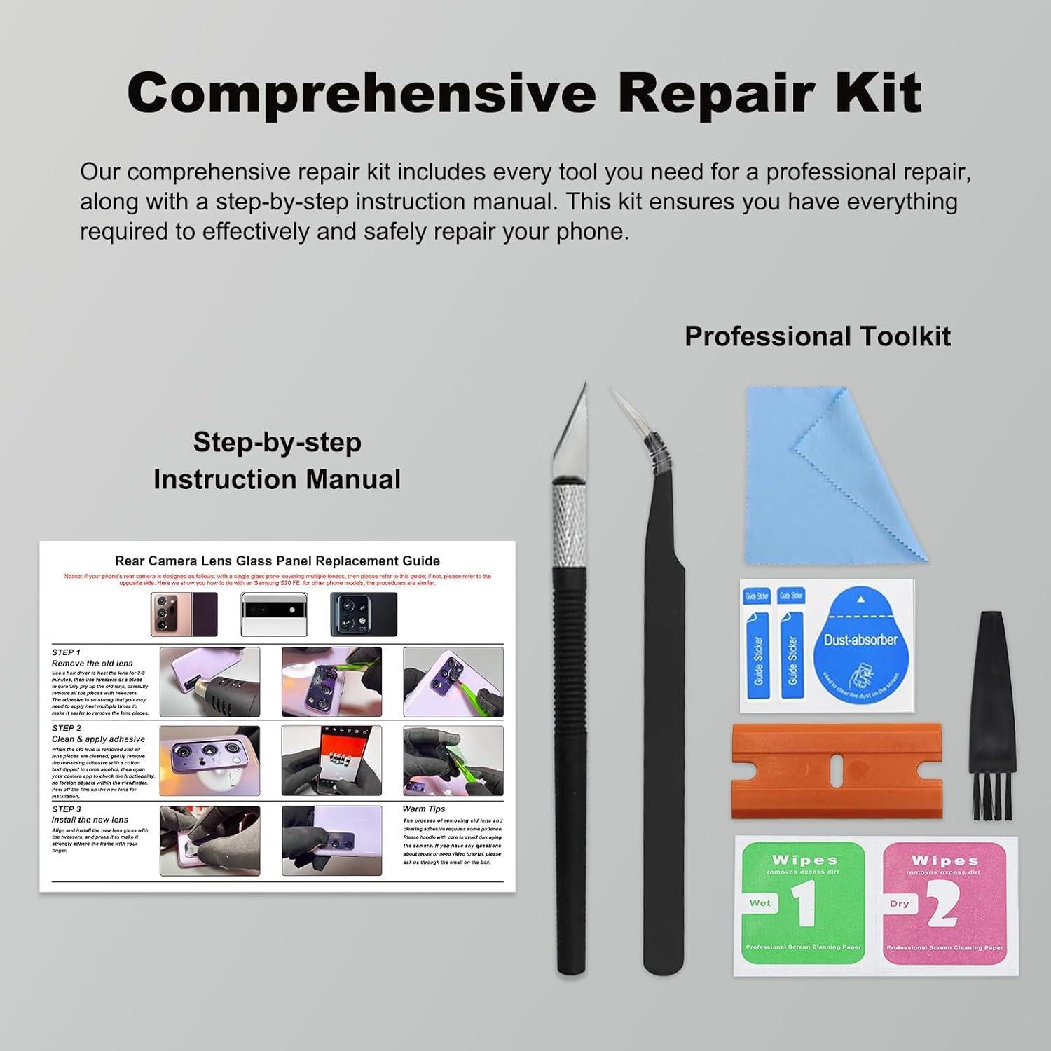 Paquete de 3 Lentes Moto G Stylus 5G 2023 XT2315 Cristal