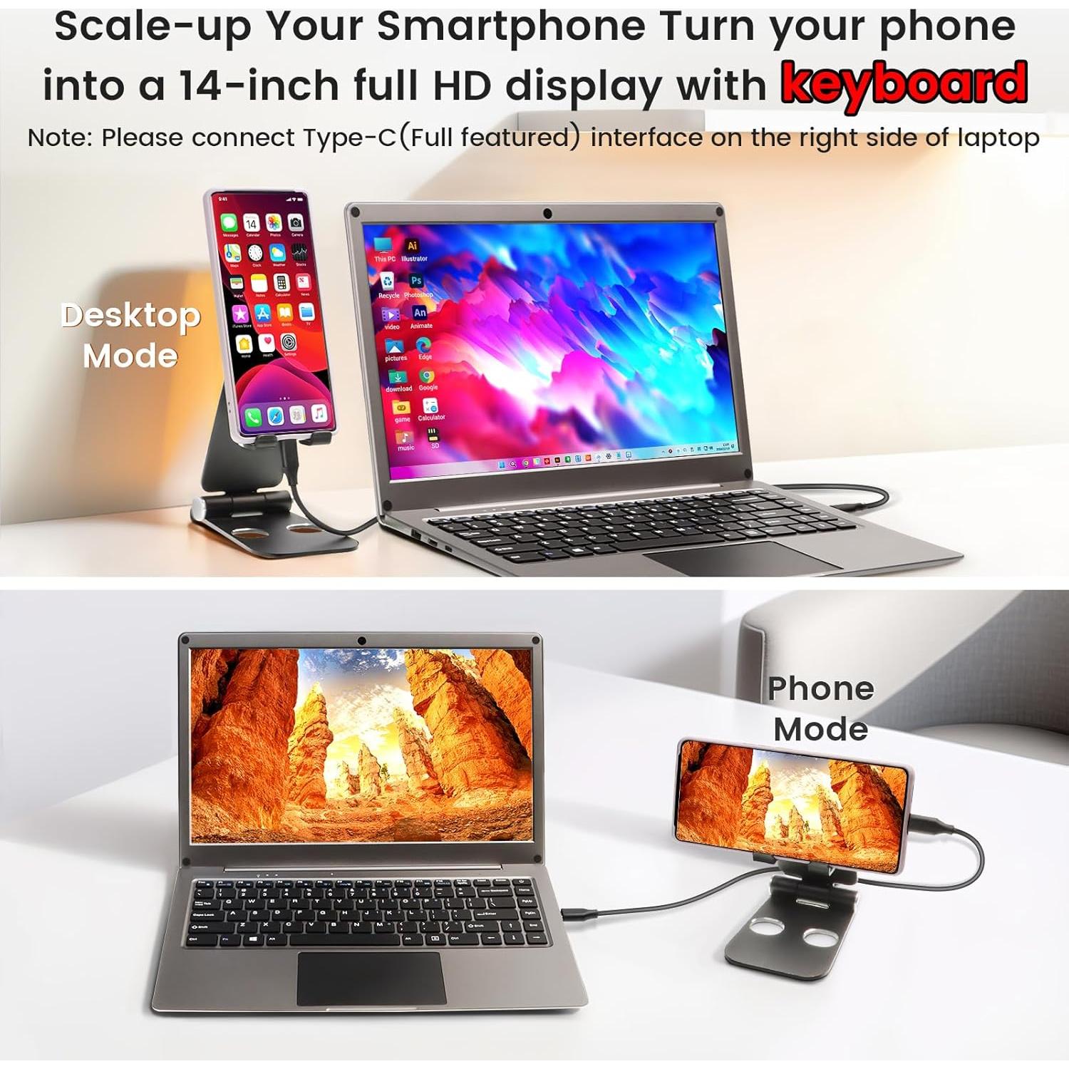 Monitor Portátil CrowView Note 14" FHD 1080P Batería 5000mAh