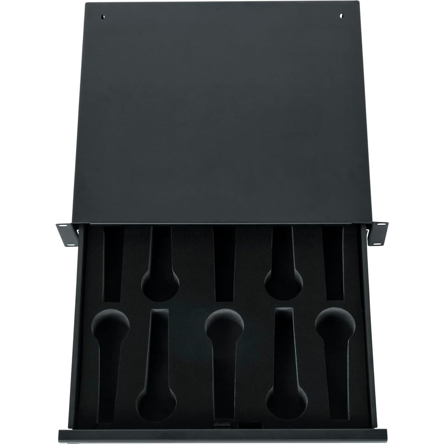 Cajón Rack Gator Rackworks 2U para 10 Micrófonos con Cerradura