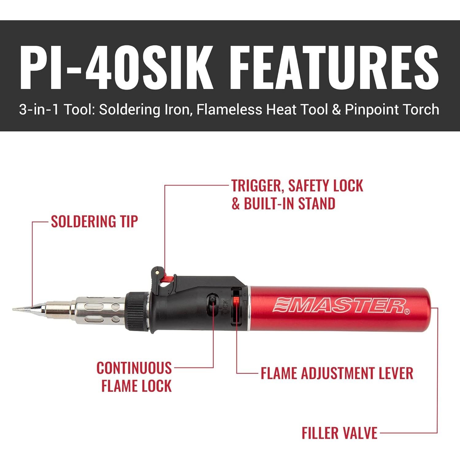 Kit de Soldador Butano Master Appliance PI-40SiK 7 Piezas