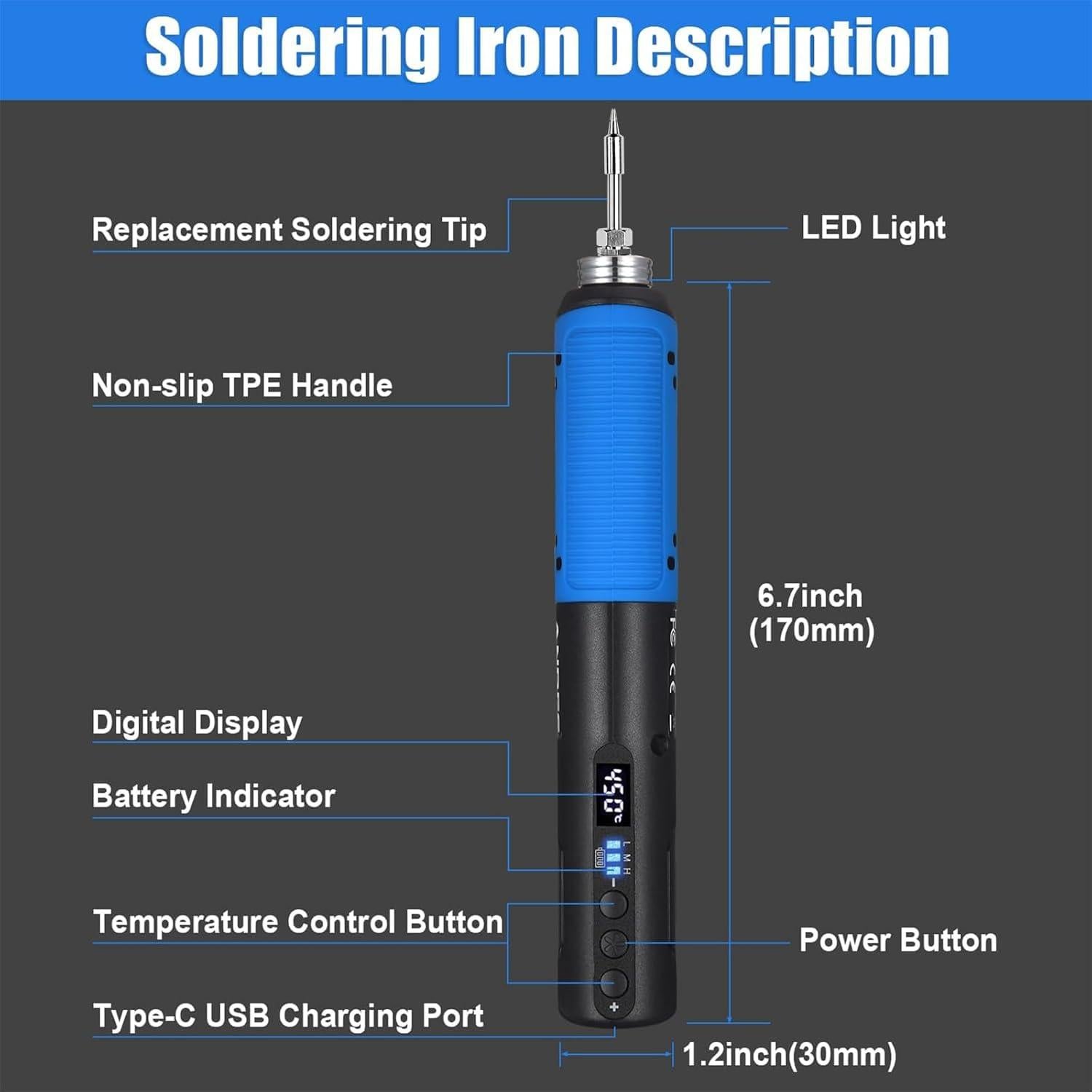 Kit de Soldador Inalámbrico ANBES DSK-01B 8W USB LED