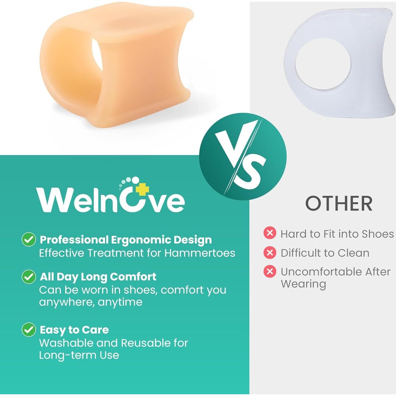 Corrector de Dedo en Martillo Welnove - 6 Férulas de Gel Suave