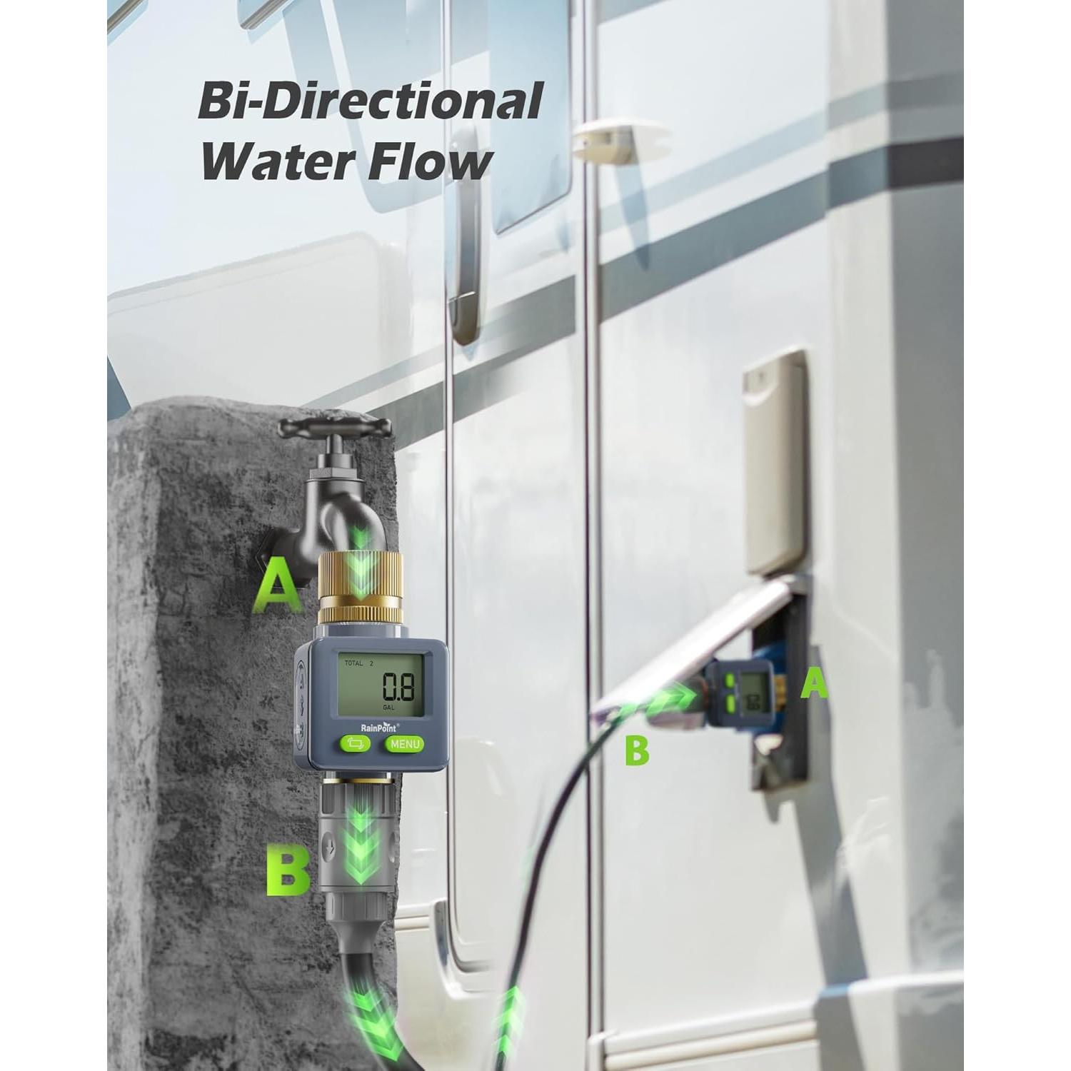 Medidor de Flujo de Agua RAINPOINT 180° Pantalla LCD