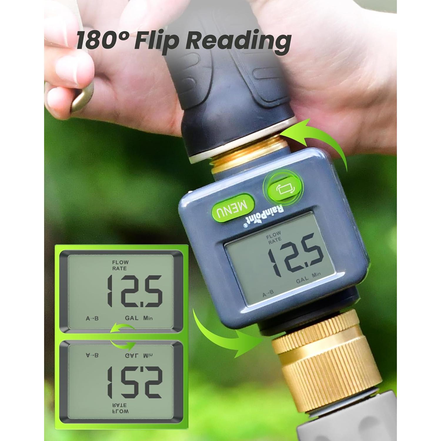 Medidor de Flujo de Agua RAINPOINT 180° Pantalla LCD