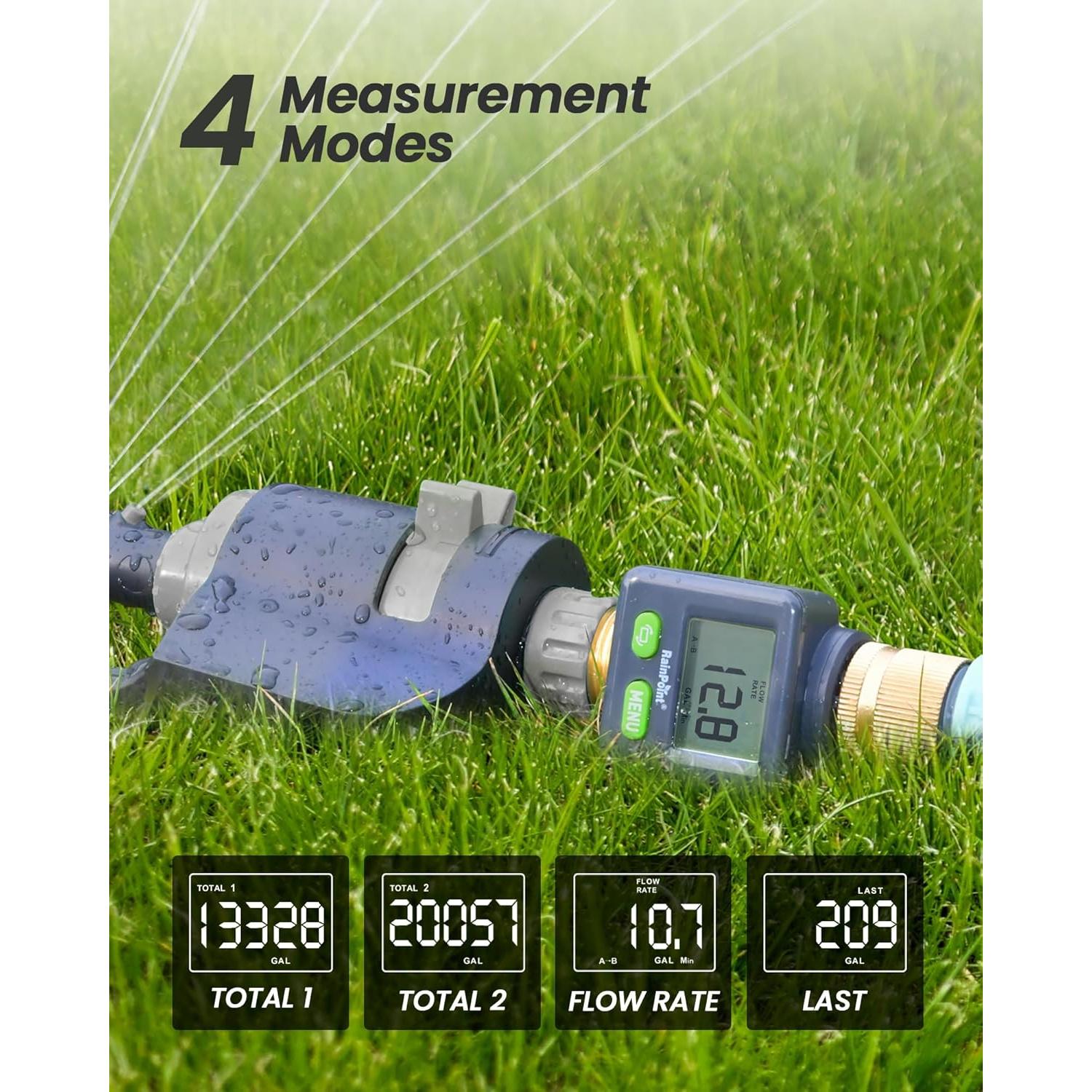 Medidor de Flujo de Agua RAINPOINT 180° Pantalla LCD