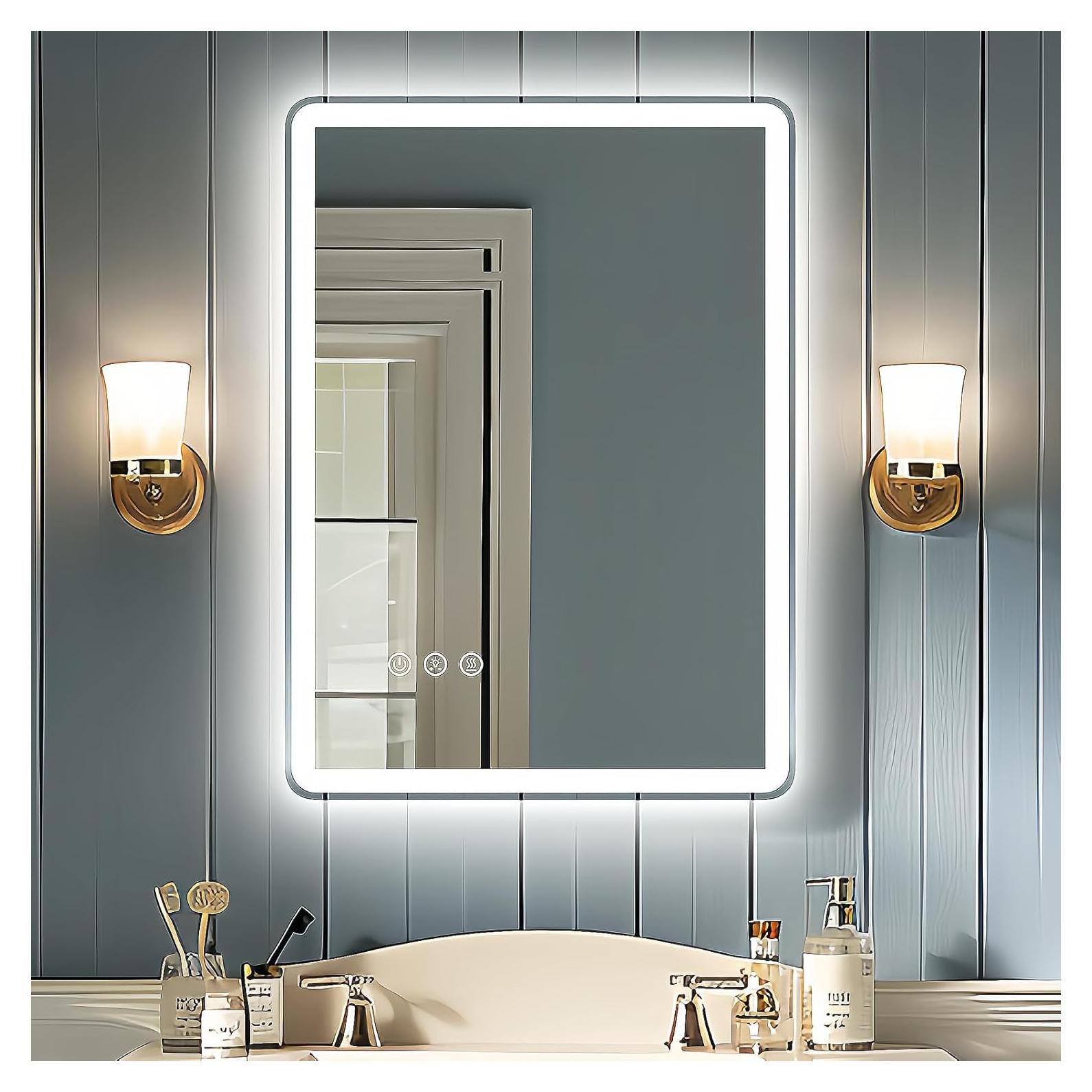 Espejo LED TIFULLHOME 60x40 cm Anti-vaho con Luz Regulable