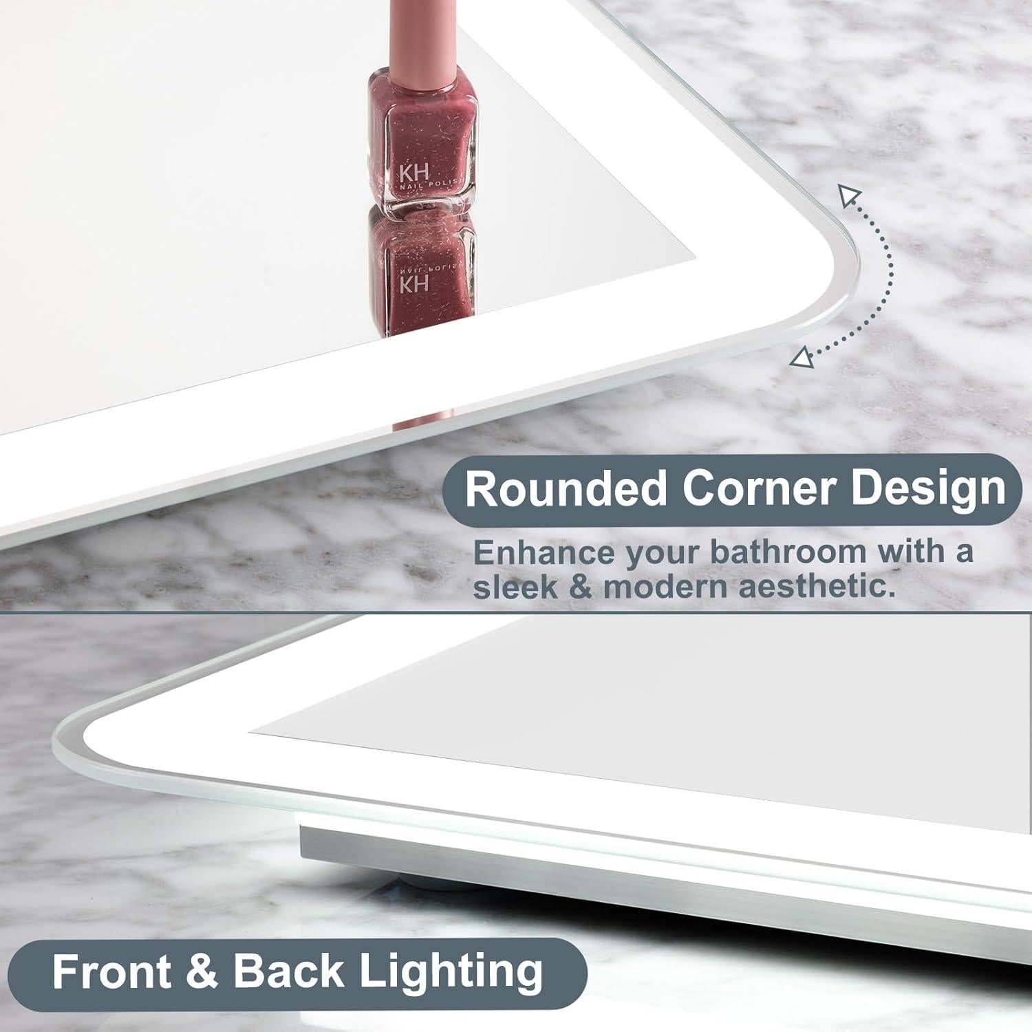 Espejo LED TIFULLHOME 60x40 cm Anti-vaho con Luz Regulable