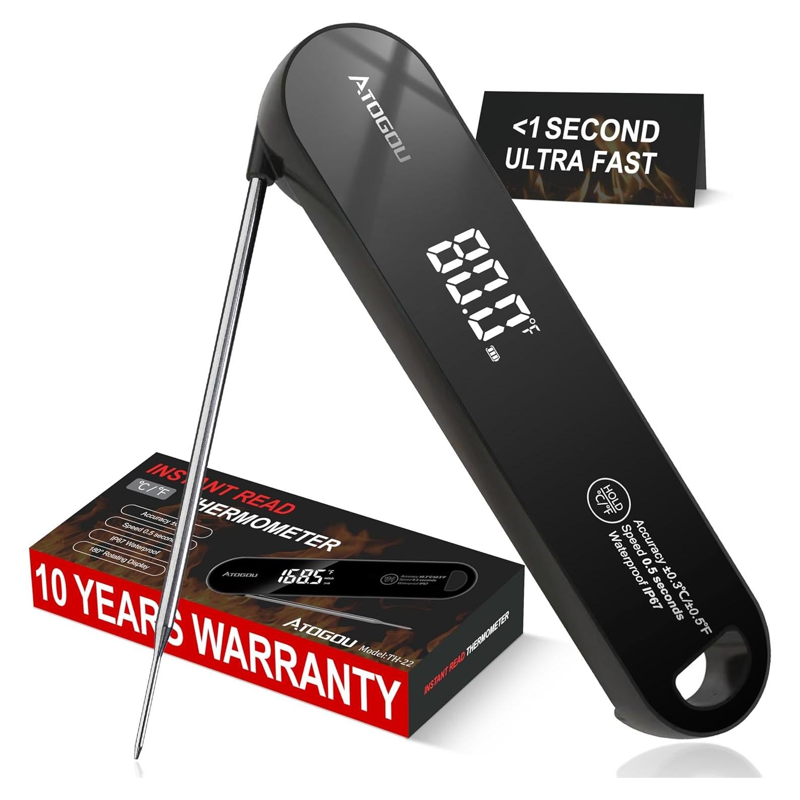 Termómetro de Alimentos Atogou TH-22 Negro, Precisión ±0.3°C