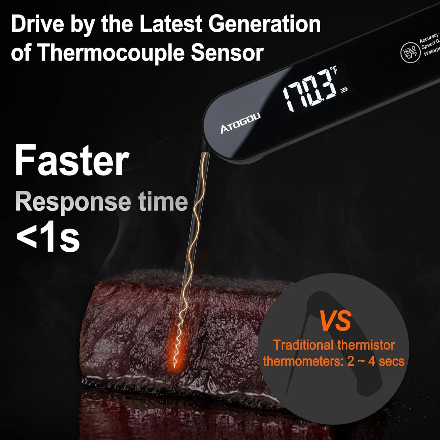 Termómetro de Alimentos Atogou TH-22 Negro, Precisión ±0.3°C