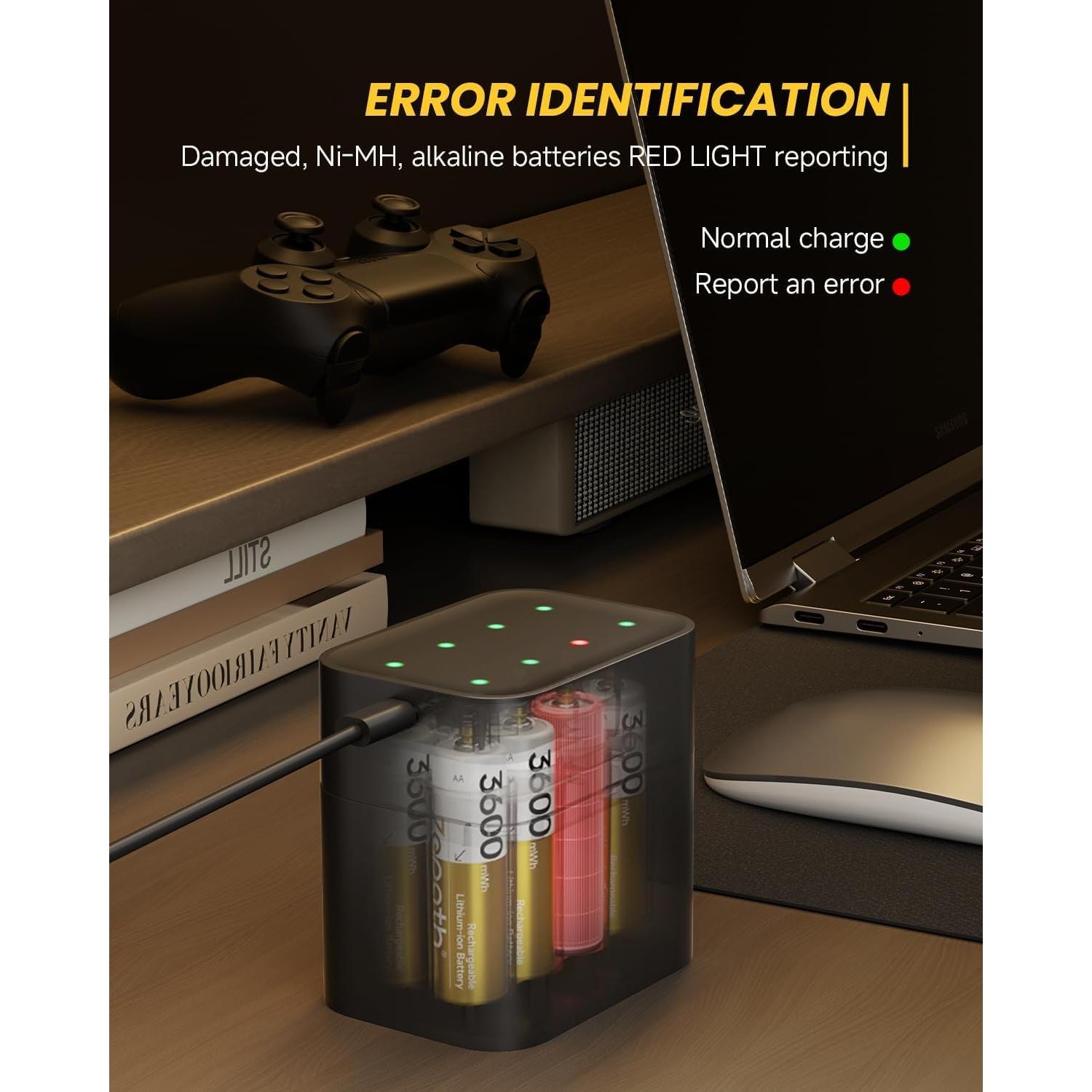 Baterías AA Recargables Zepath 3600mWh Cargador Rápido