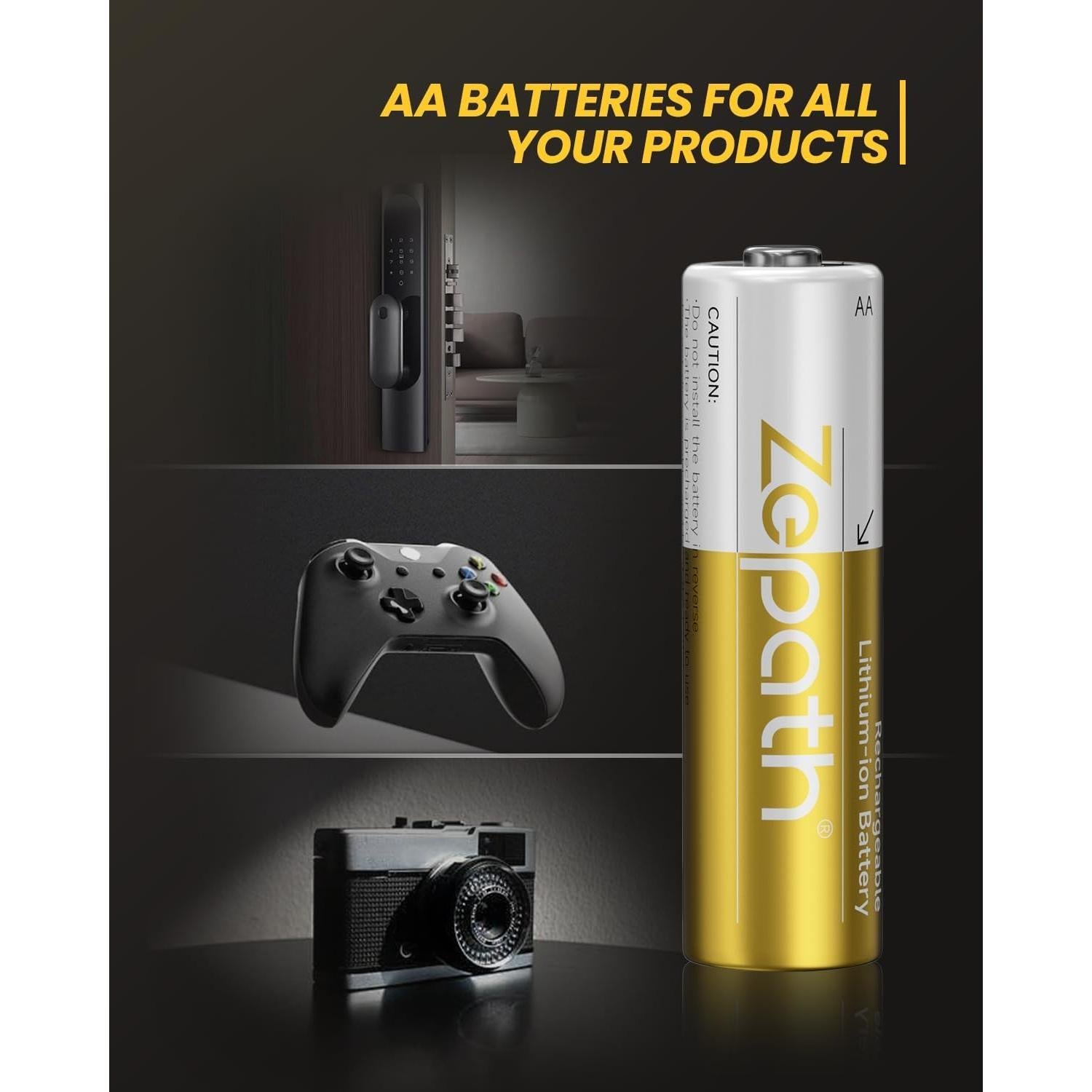 Baterías AA Recargables Zepath 3600mWh Cargador Rápido