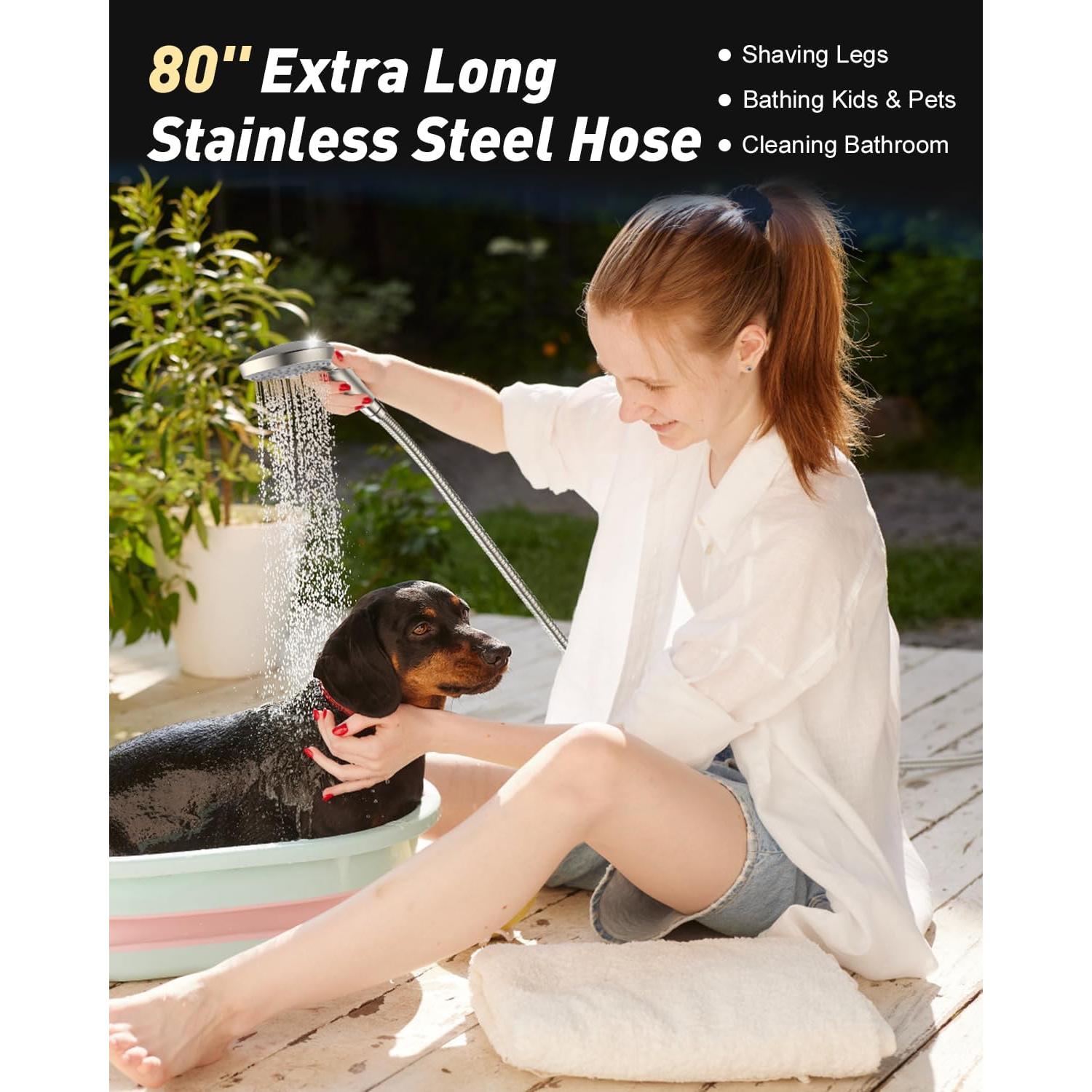 Cabezal de Ducha FASDUNT Alta Presión con Manguera 203.2 cm