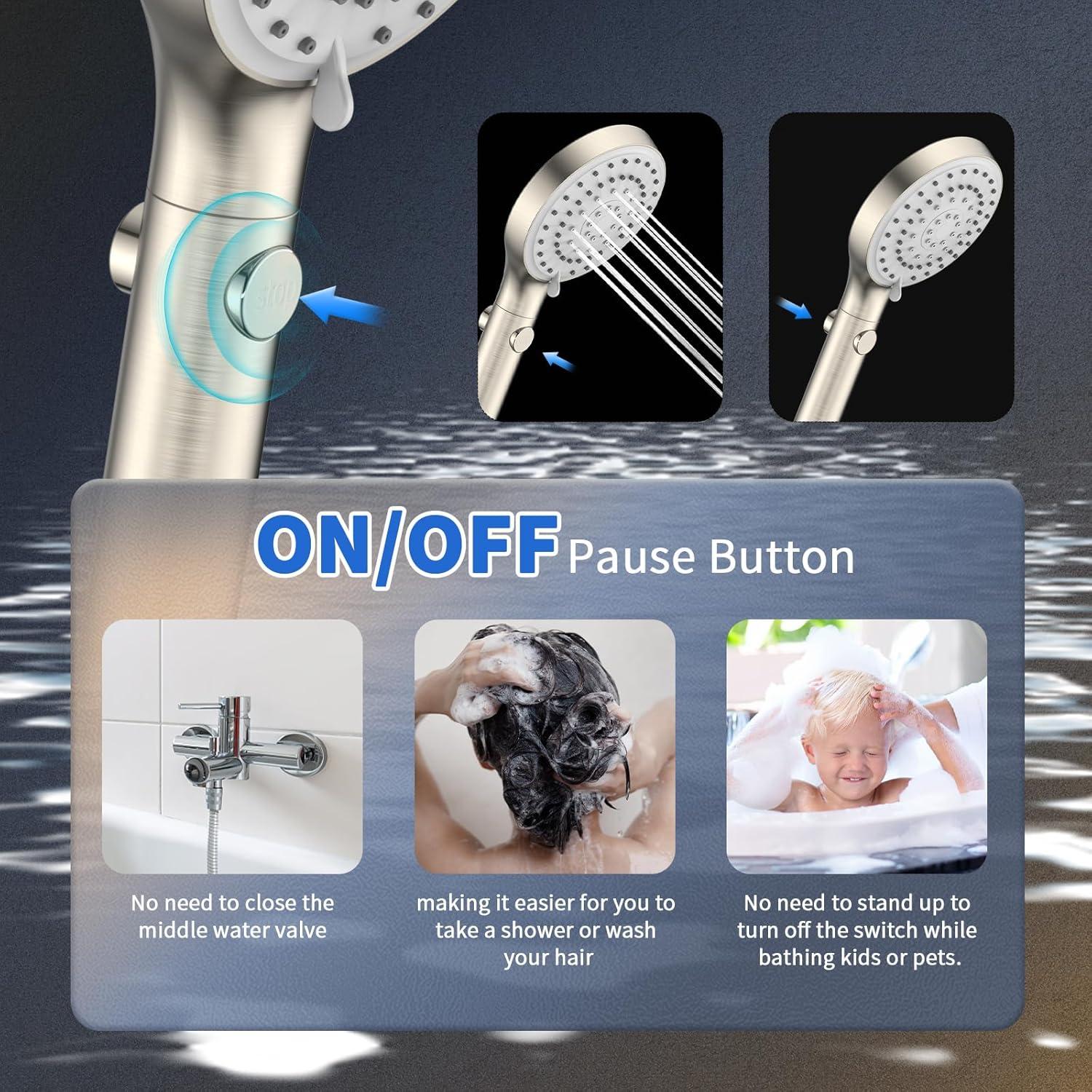 Cabezal de Ducha FASDUNT Alta Presión con Manguera 203.2 cm