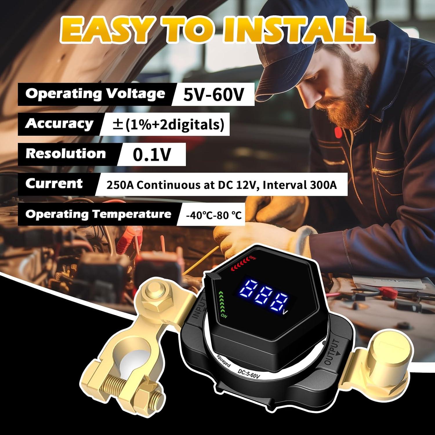 Interruptor de Batería AWBLIN 612 con Voltímetro LED 250A