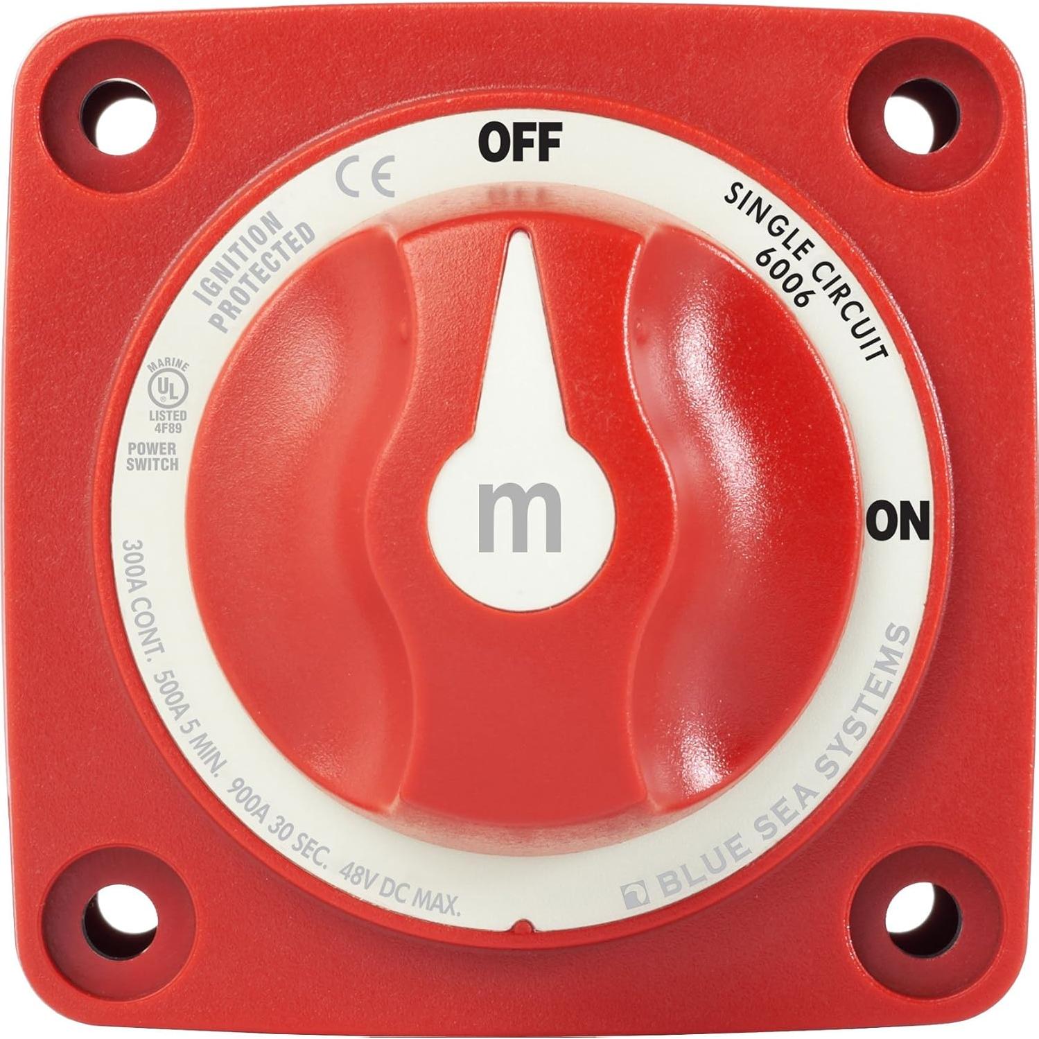 Interruptor de Batería Blue Sea 6006 ON/OFF Rojo IP66