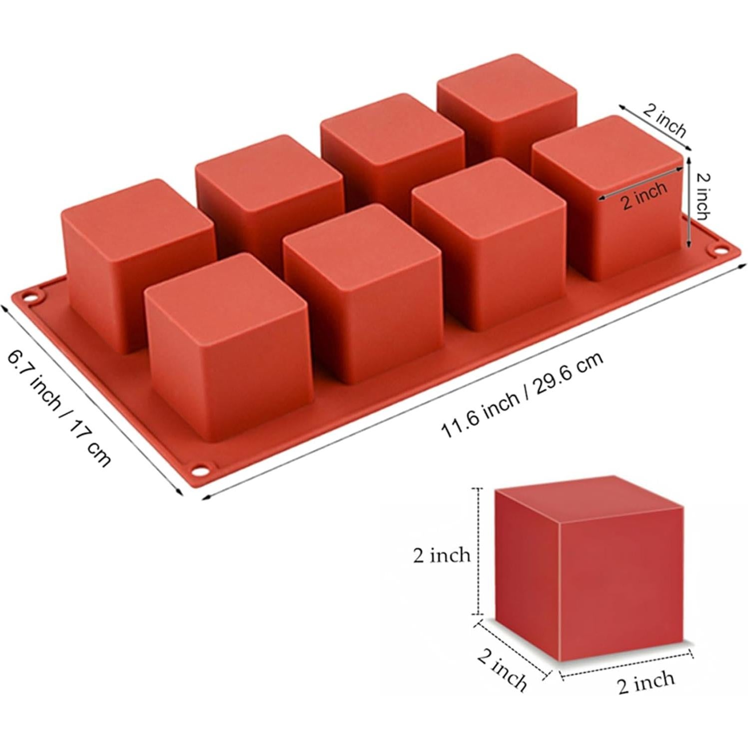 Molde de Silicona para Pastel en Cubo JOERSH 8 Cavidades 120 ml