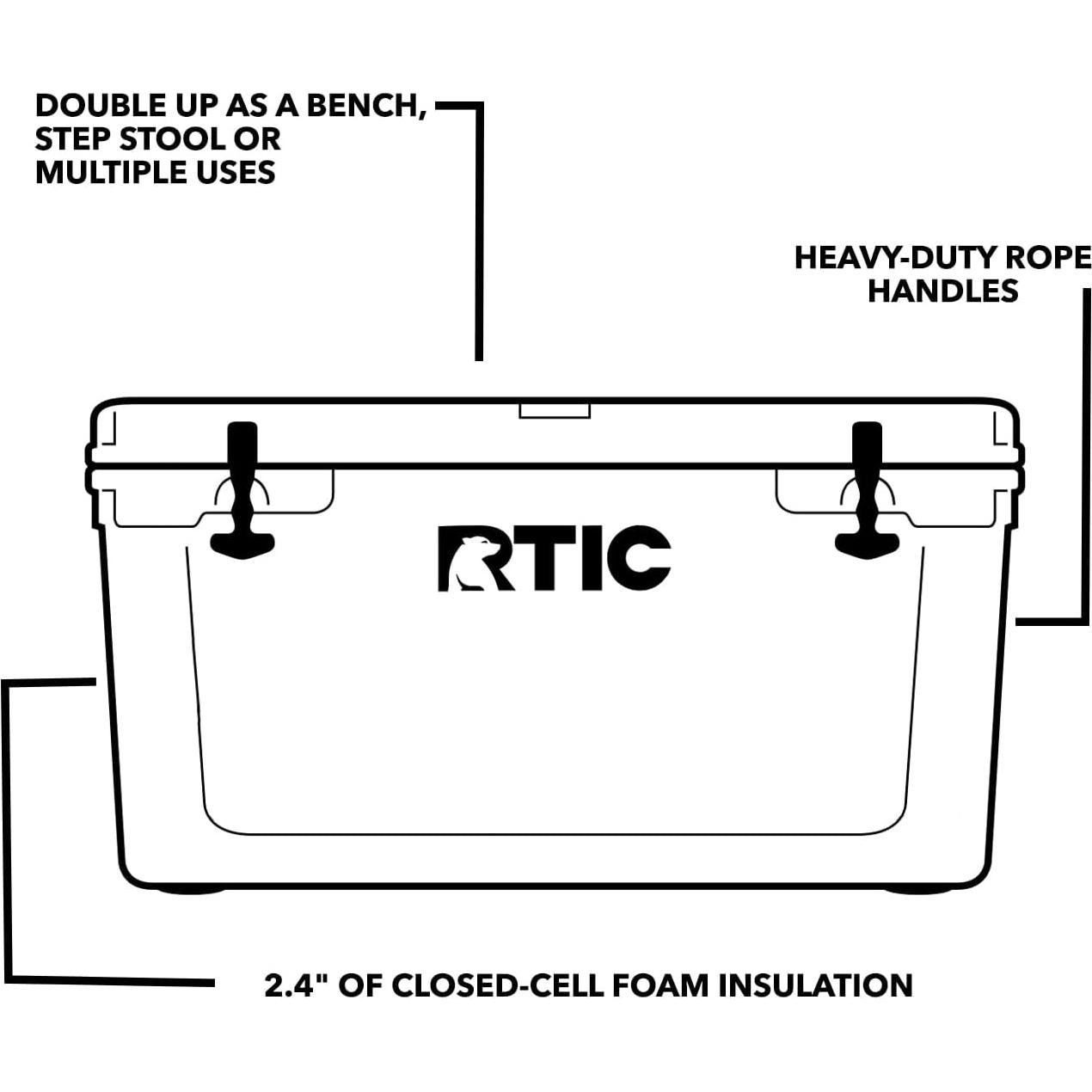 Enfriador RTIC 65 QT Aislado Portátil para Camping y Playa