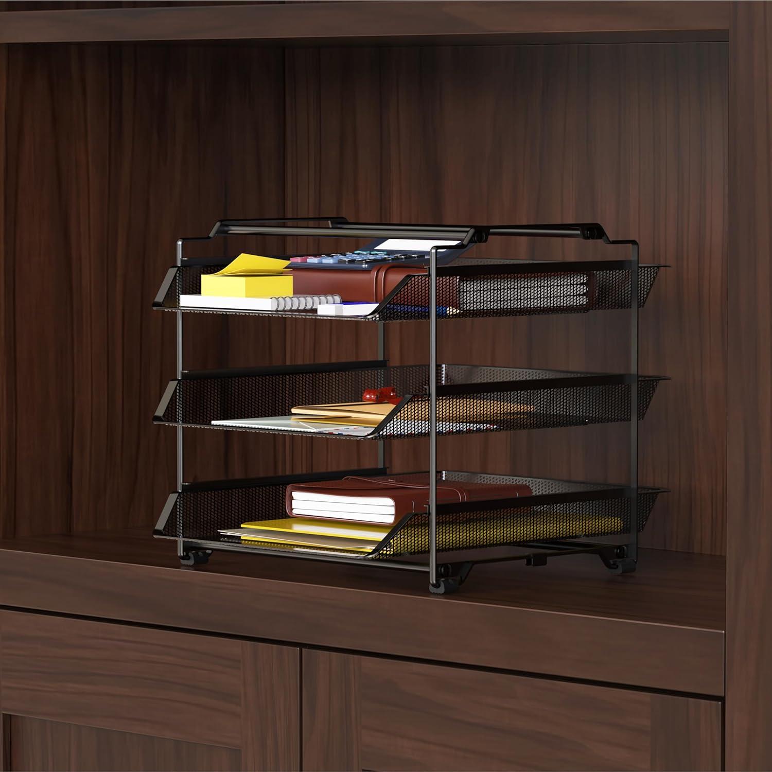 Organizador de Papel Apilable Deco Brothers 3 Niveles Negro