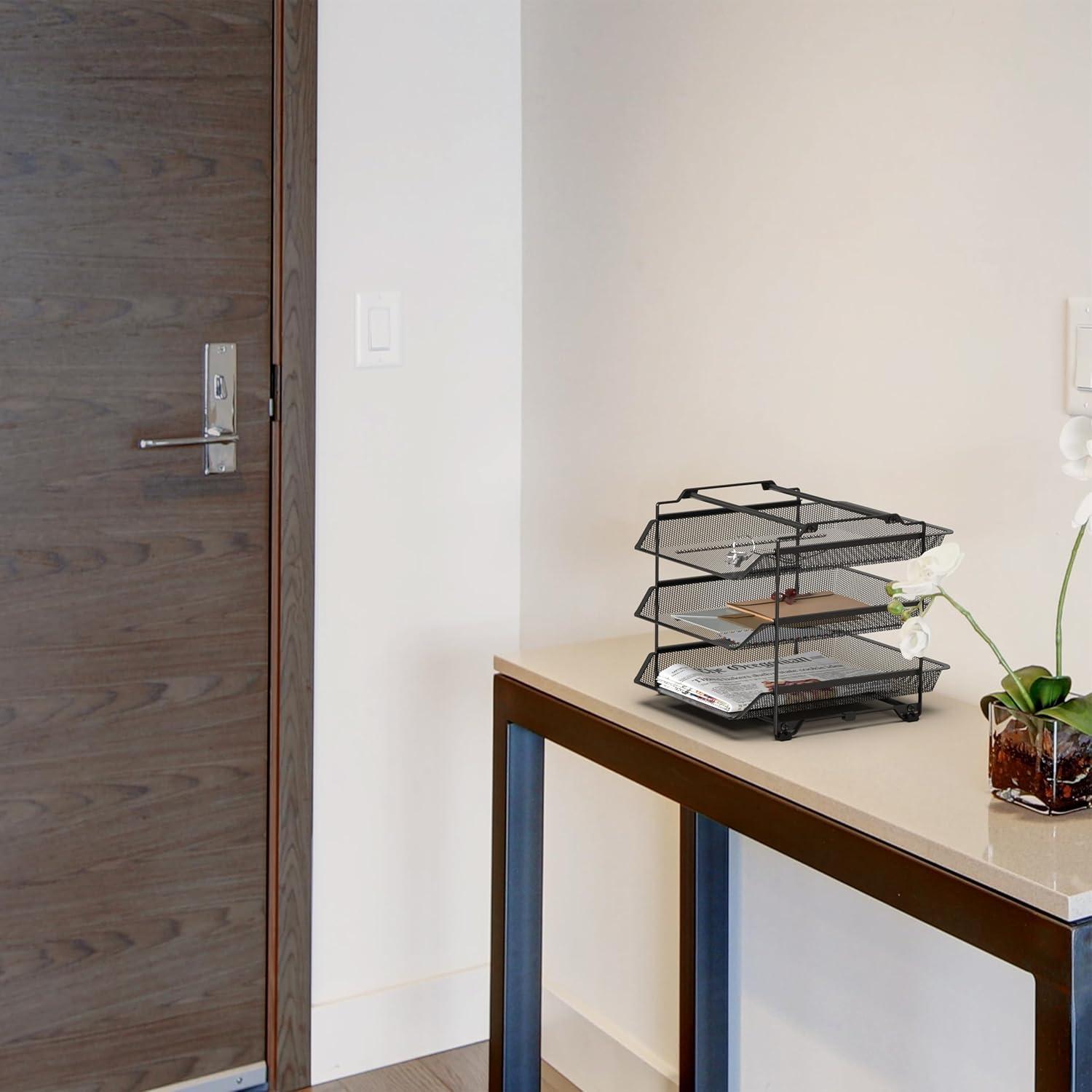 Organizador de Papel Apilable Deco Brothers 3 Niveles Negro