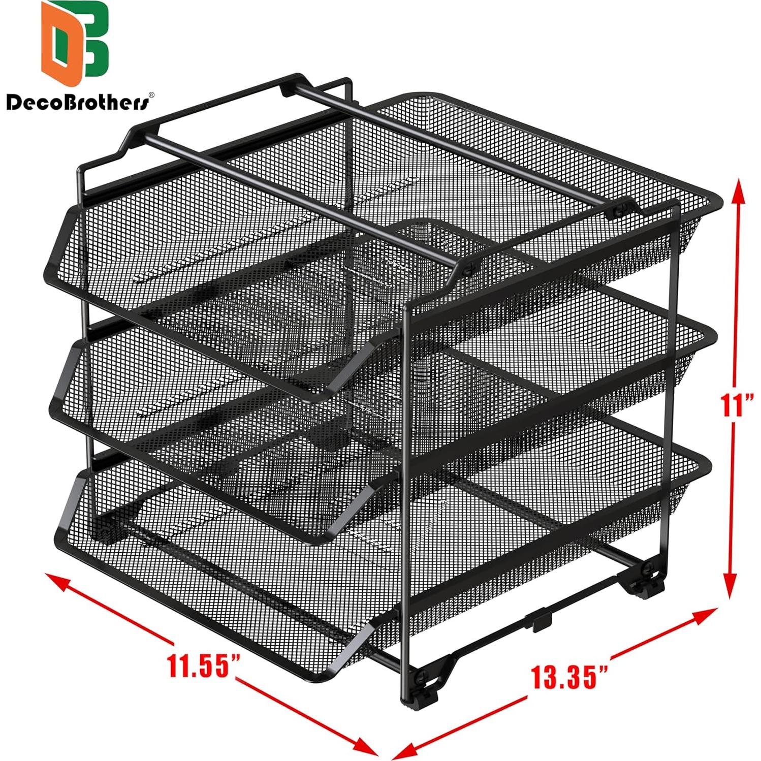 Organizador de Papel Apilable Deco Brothers 3 Niveles Negro