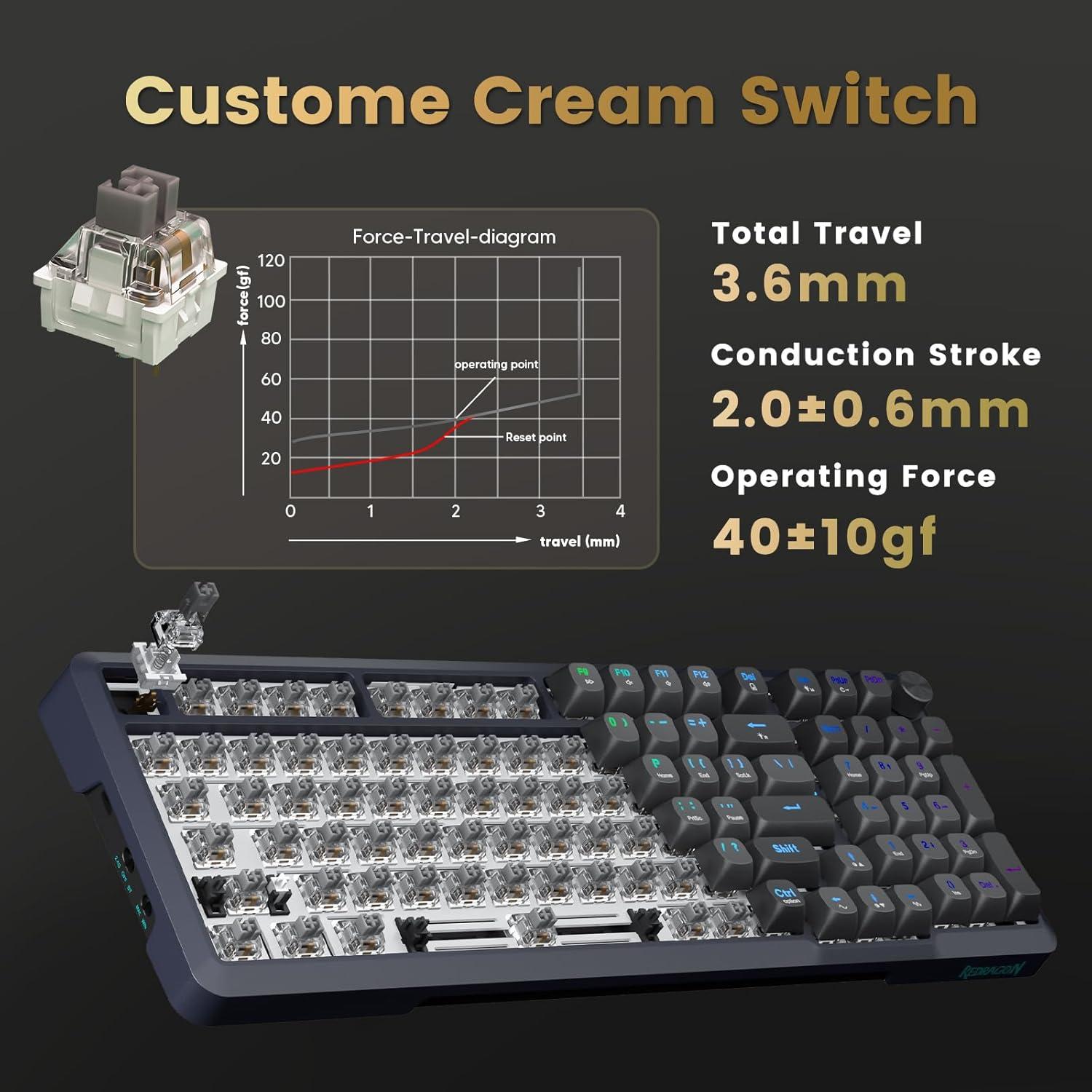 Teclado Mecánico Inalámbrico Redragon K688 RGB 98 Teclas