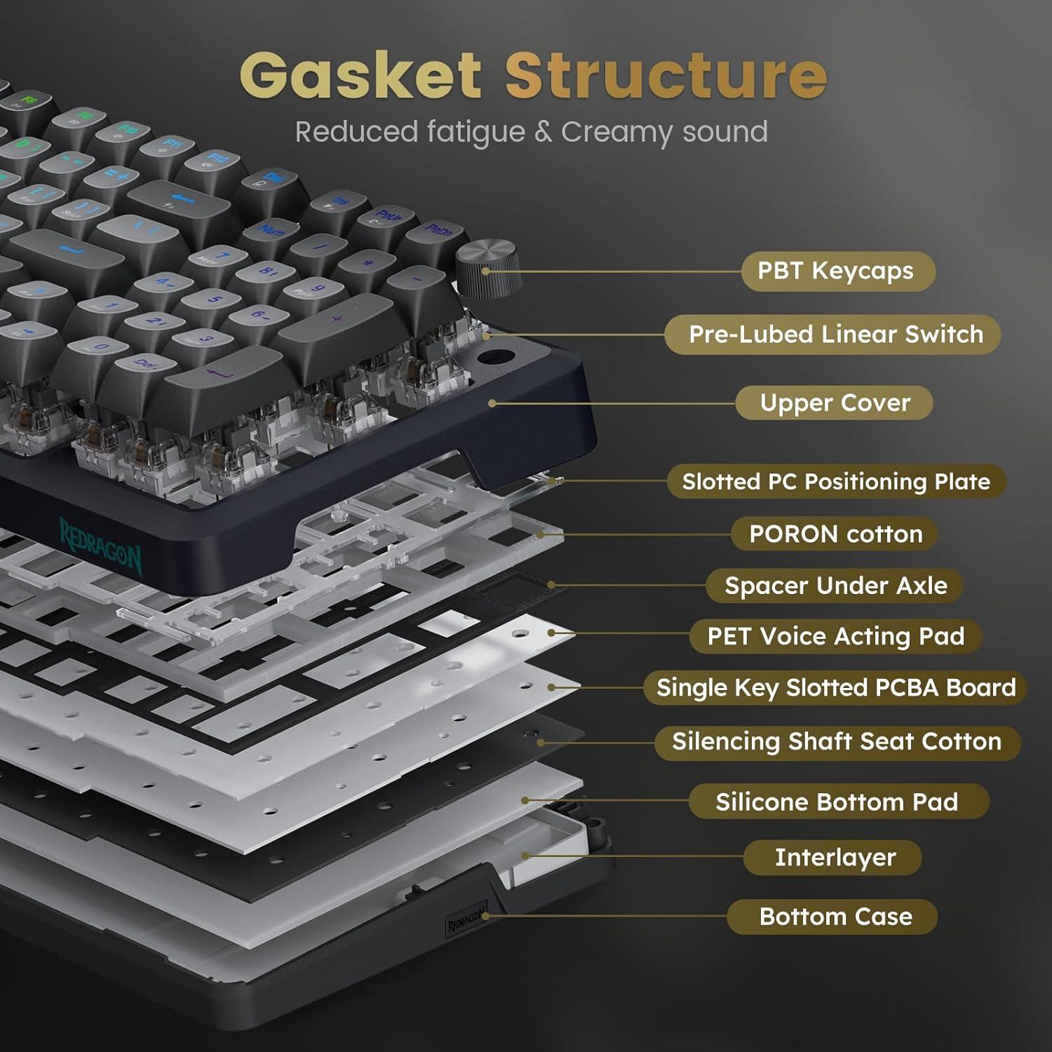 Teclado Mecánico Inalámbrico Redragon K688 RGB 98 Teclas
