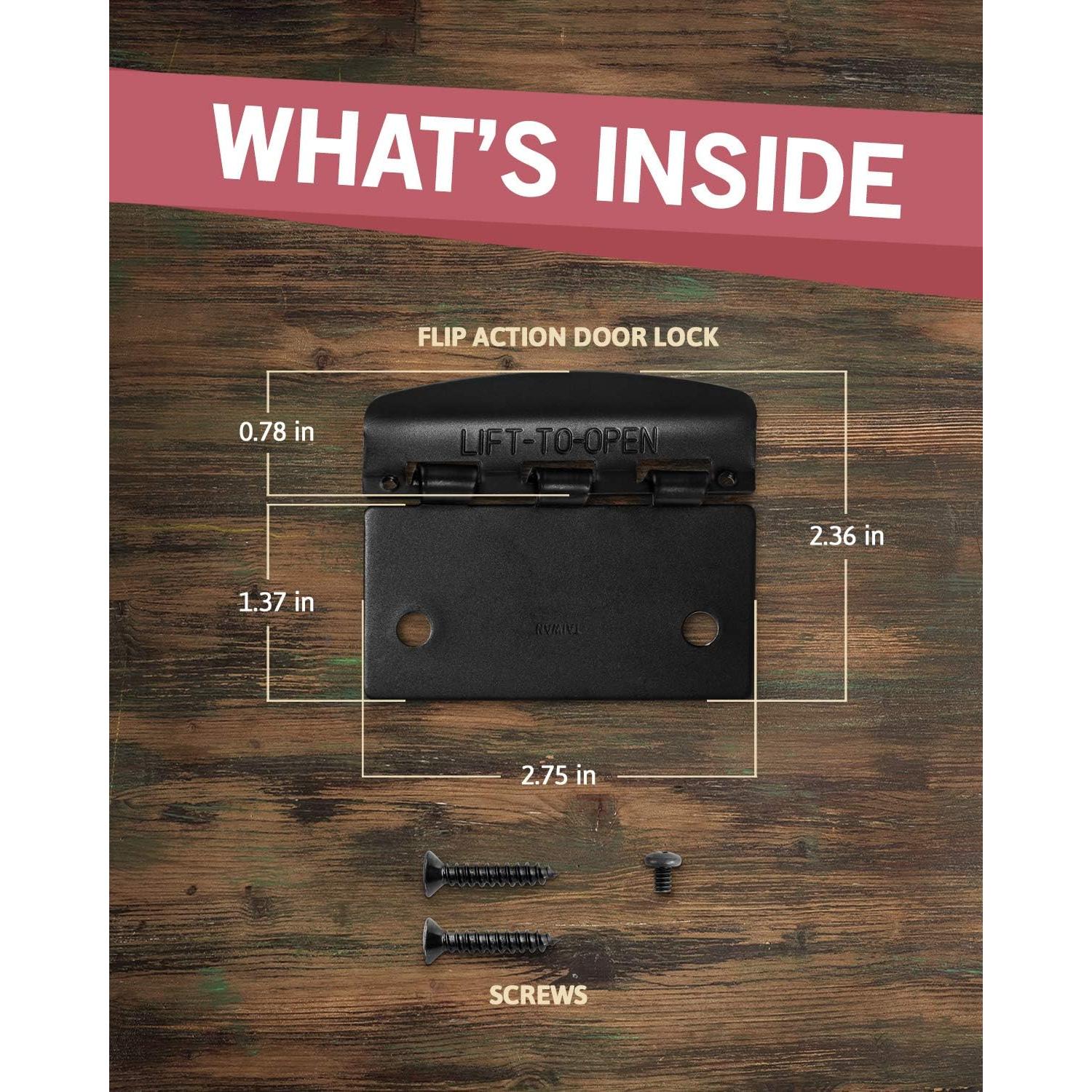 Cerradura de Puerta Flip Jack N' Drill - Paquete de 6, Acero, Negro