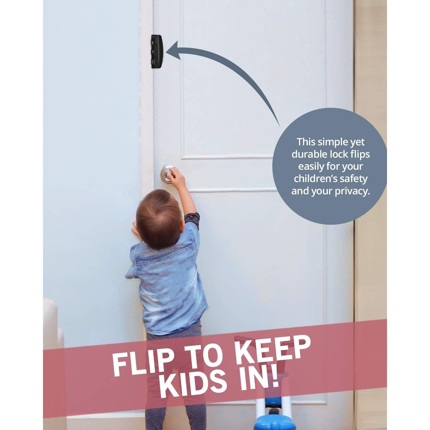 Cerradura de Puerta Flip Jack N' Drill - Paquete de 6, Acero, Negro