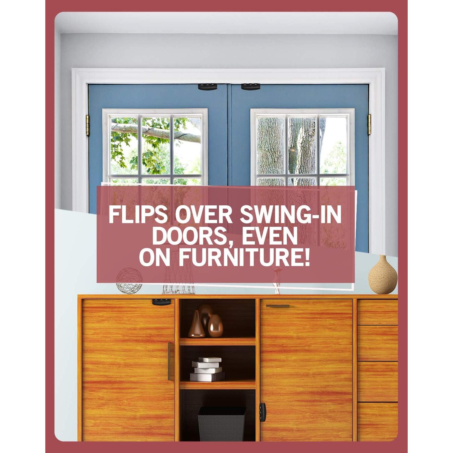 Cerradura de Puerta Flip Jack N' Drill - Paquete de 6, Acero, Negro