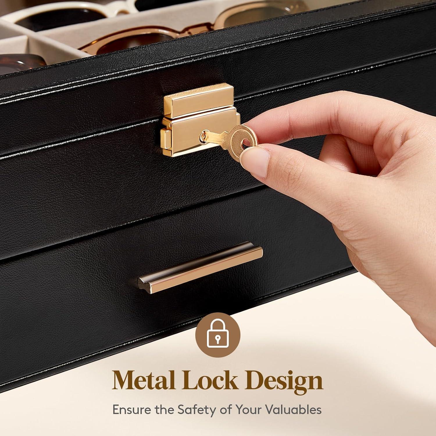 Caja de Joyería Lifewit 2 Capas Organizador Gafas 6 Compartimentos