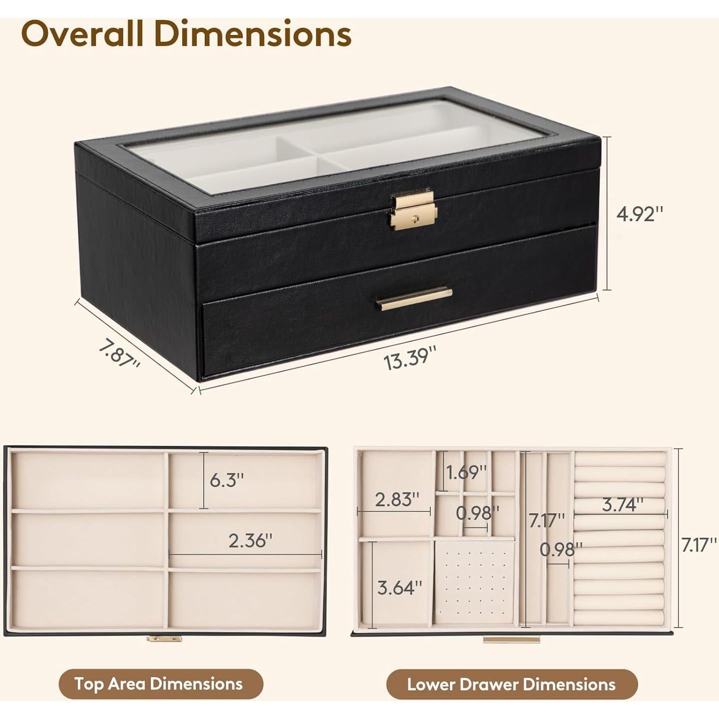 Caja de Joyería Lifewit 2 Capas Organizador Gafas 6 Compartimentos
