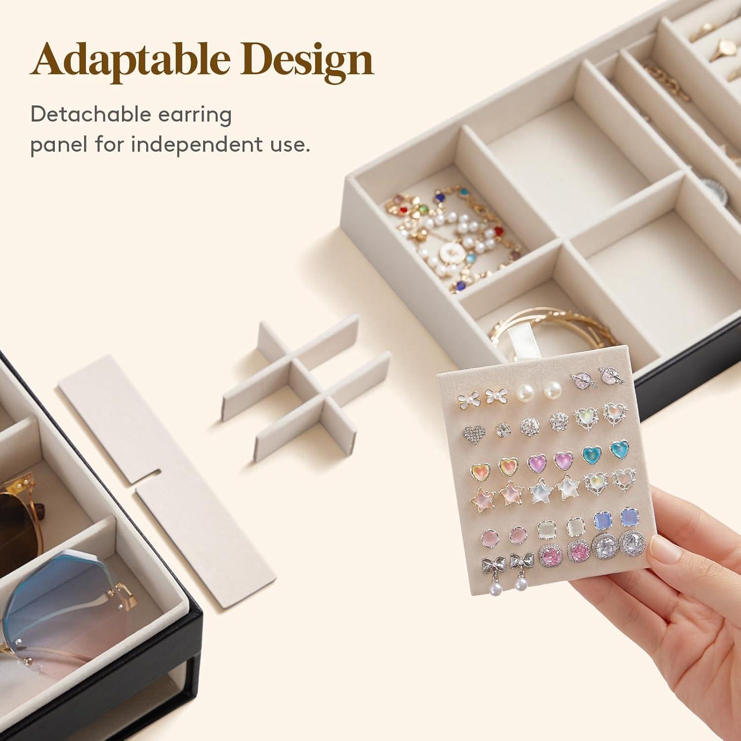 Caja de Joyería Lifewit 2 Capas Organizador Gafas 6 Compartimentos