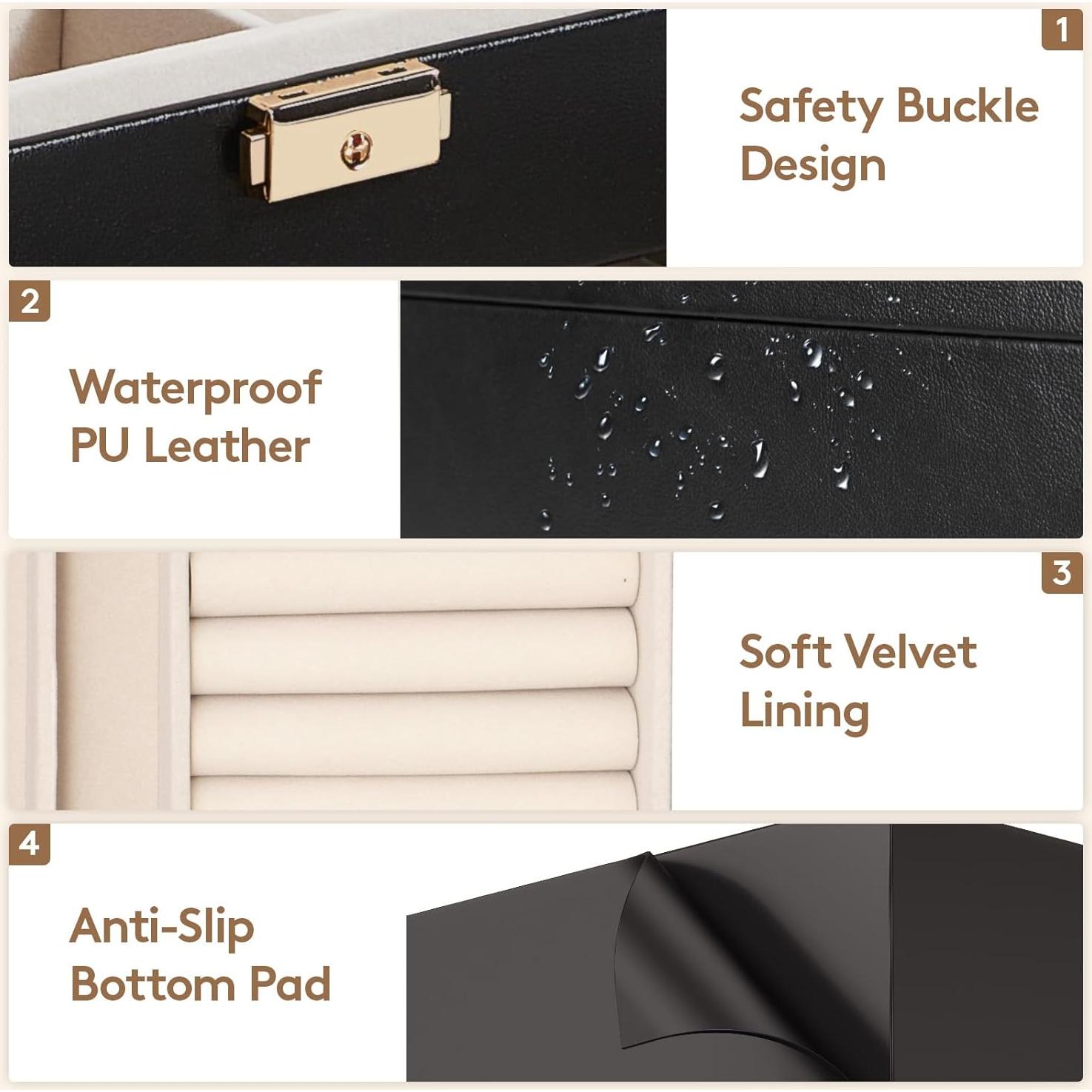 Caja de Joyería Lifewit 2 Capas Organizador Gafas 6 Compartimentos